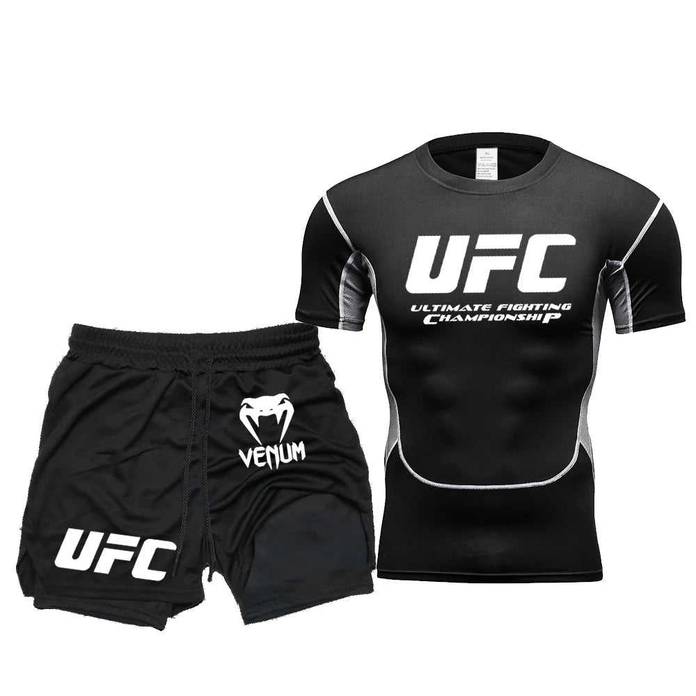 UFC Herren Sport Set - Fighting T-Shirt & Hose Komplett-Outfit