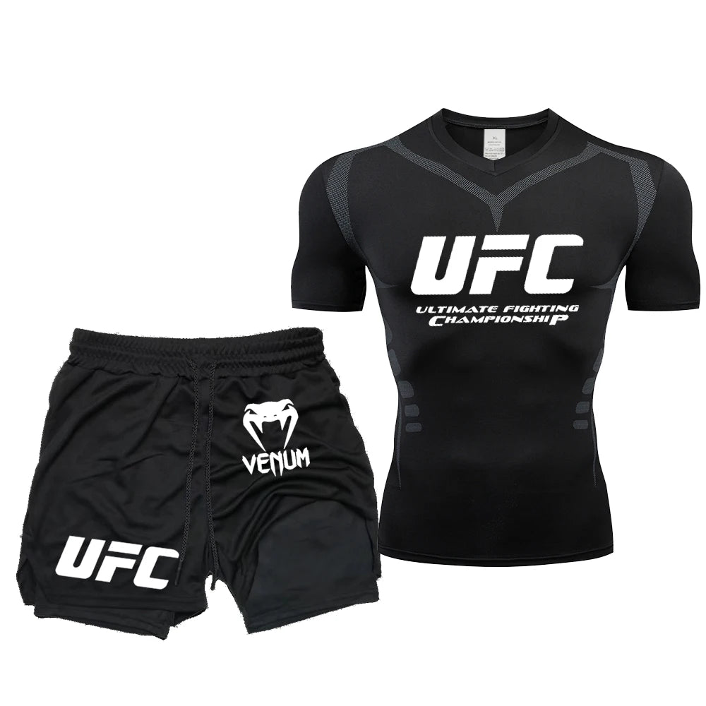 UFC Herren Sport Set - Fighting T-Shirt & Hose Komplett-Outfit