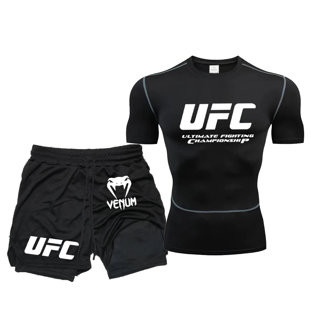 UFC Herren Sport Set - Fighting T-Shirt & Hose Komplett-Outfit
