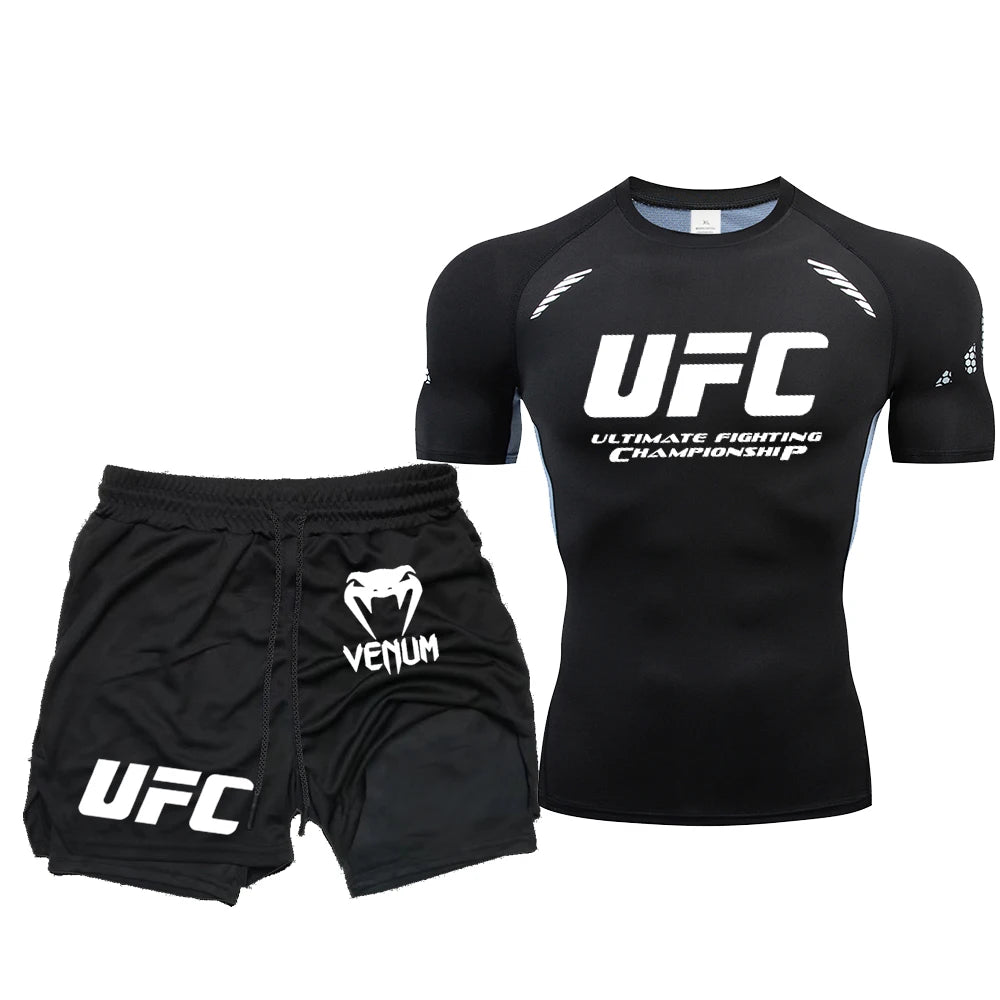 UFC Herren Sport Set - Fighting T-Shirt & Hose Komplett-Outfit