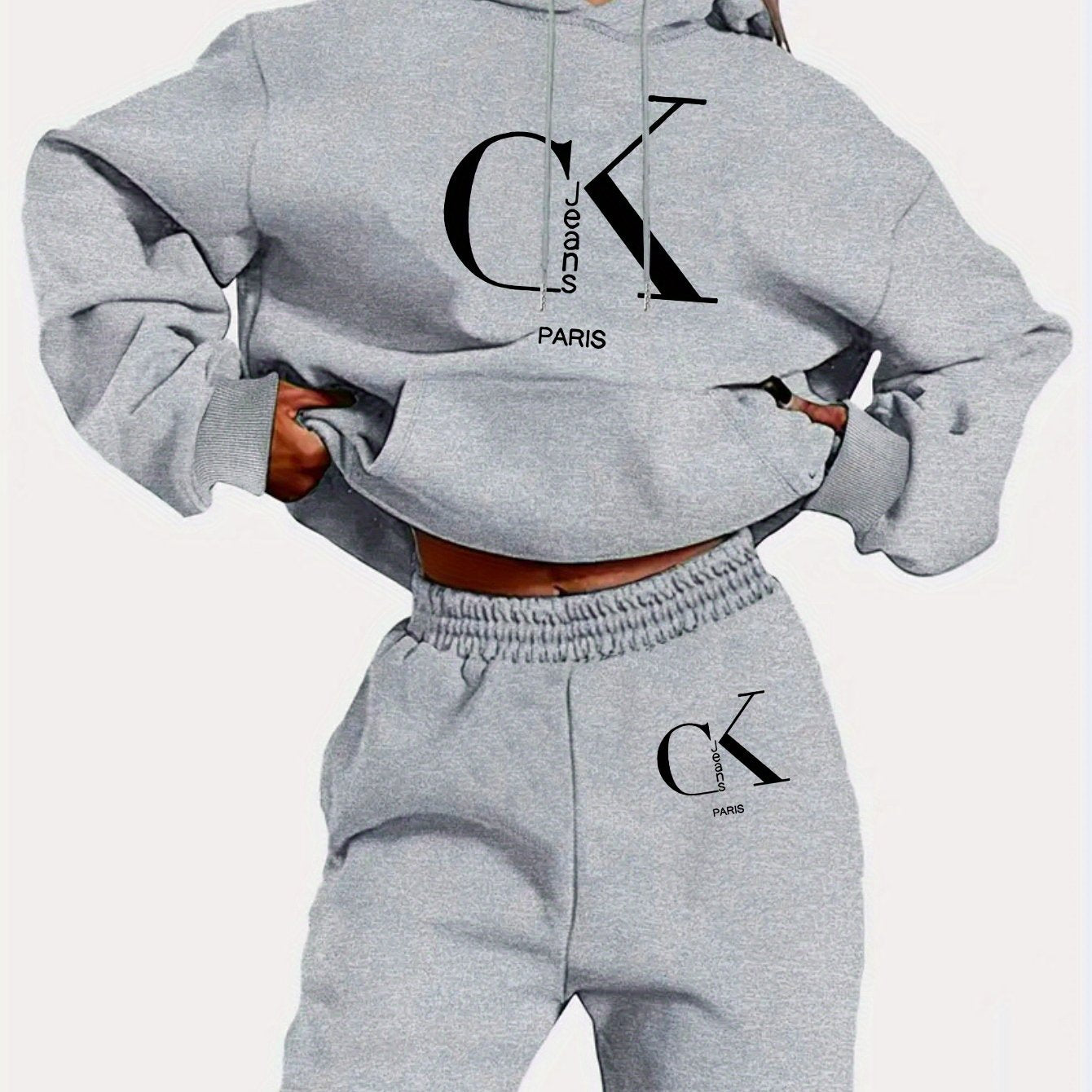 CK Paris Damen Fleece Hoodie & Sweatpants Set - Cozy Loungewear - Saiyan Genetics