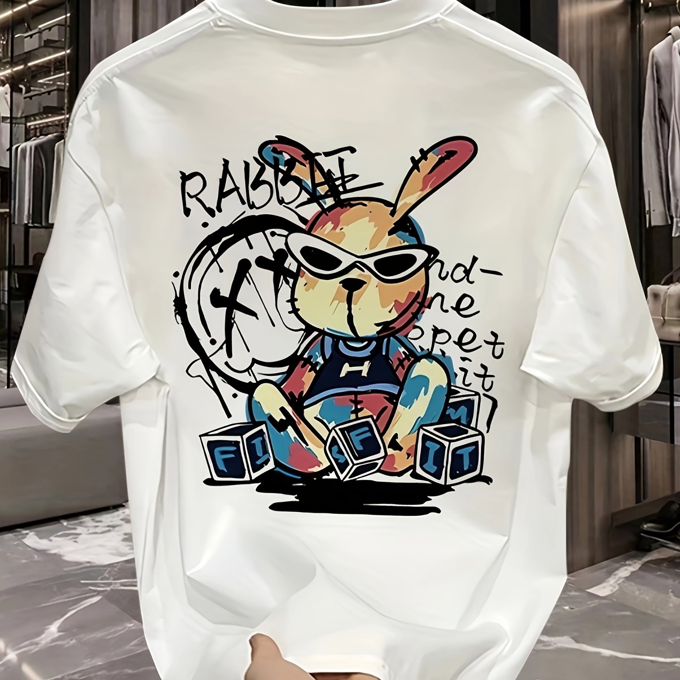 Men's Heavyweight 100% Cotton Oversized T-Shirt with Rabbit & Rave - Saiyan Genetics