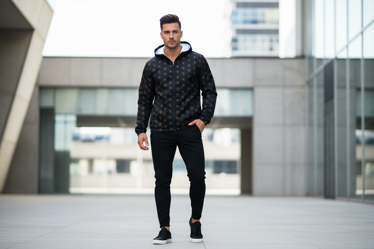 Premium Lifestyle Windbreaker Schwarz Front