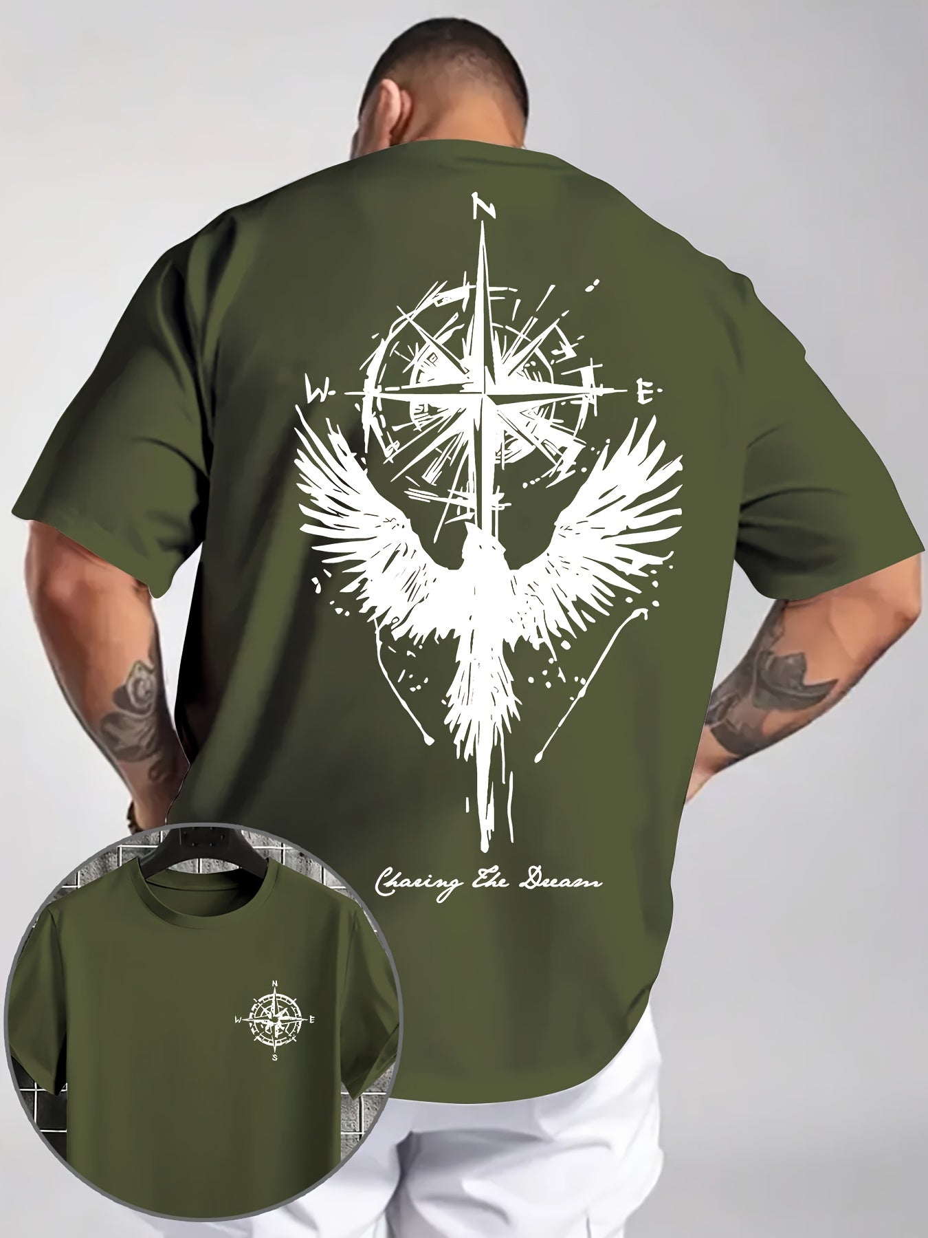 Eagle Compass Herren T-Shirt Plus Size - Adventure Print - Saiyan Genetics