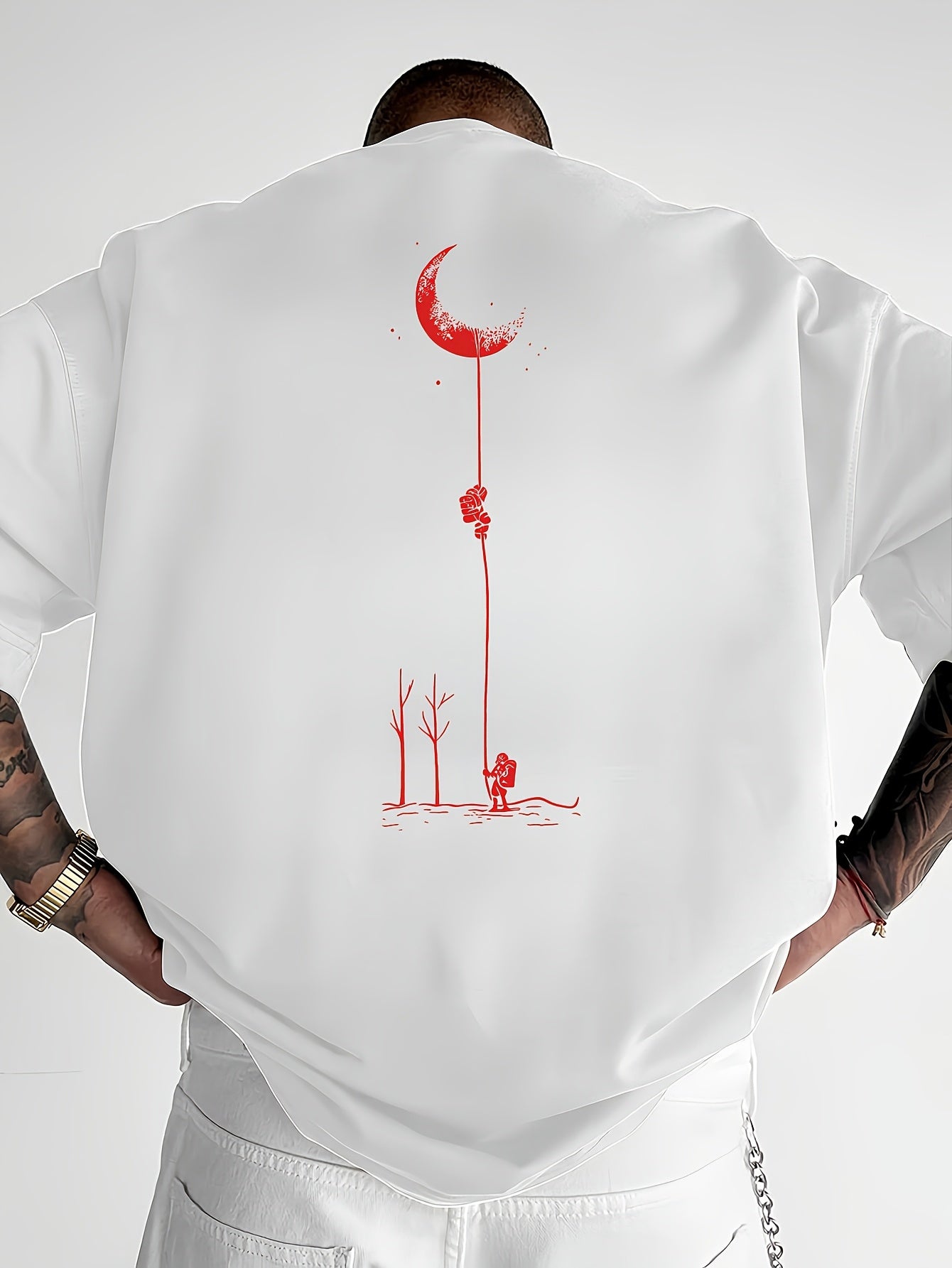 Moon And Trees Herren T-Shirt Black - Nature Graphic Design - Saiyan Genetics