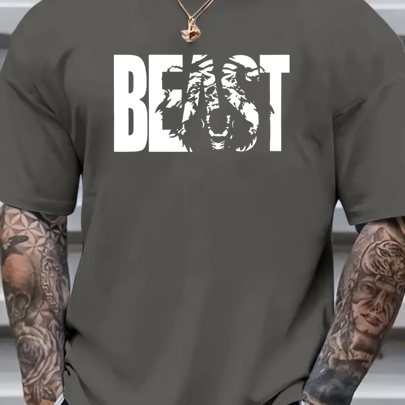 Stylish Plus Size Herren T-Shirt - Unique Print Design - Saiyan Genetics