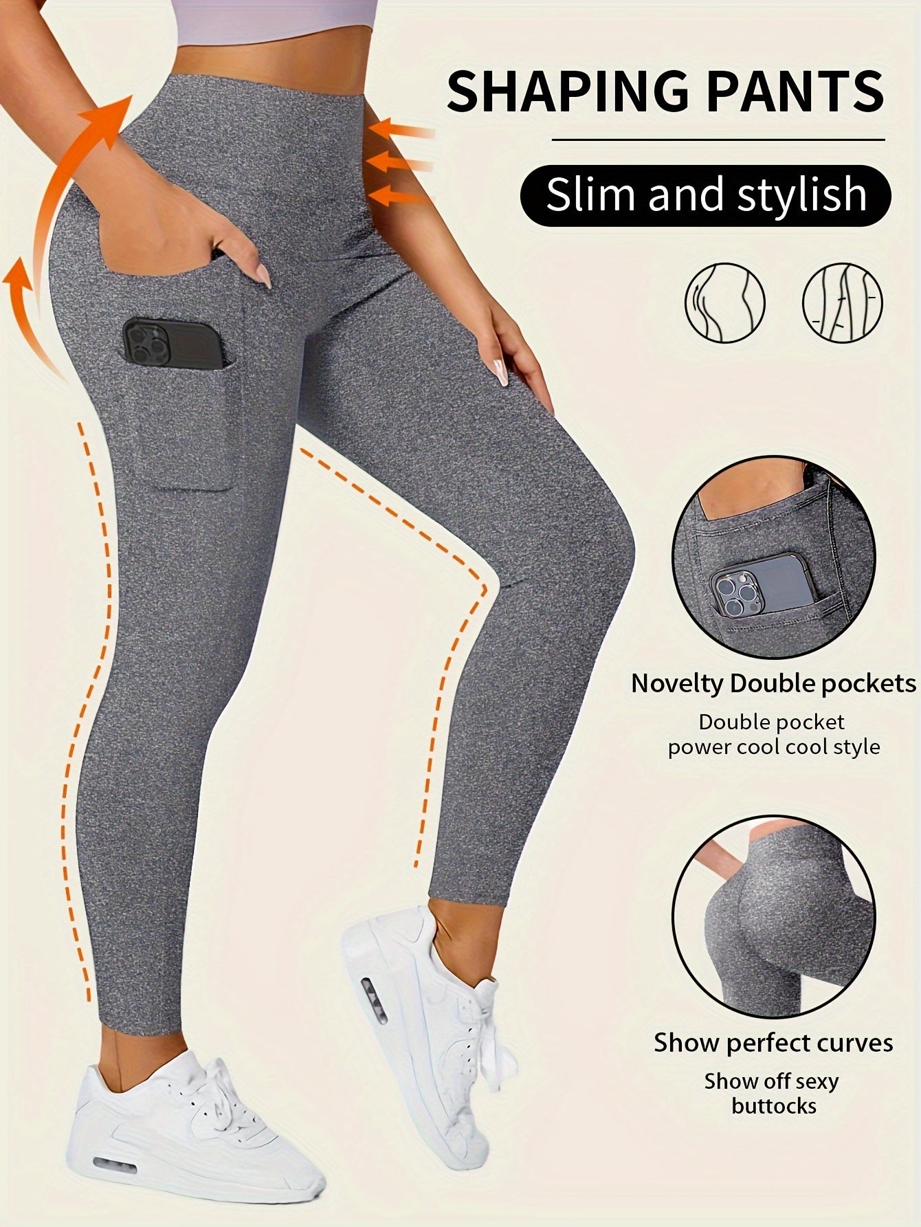High-Waisted Shaping Leggings mit Doppeltaschen - Bauchweg Leggings - Saiyan Genetics
