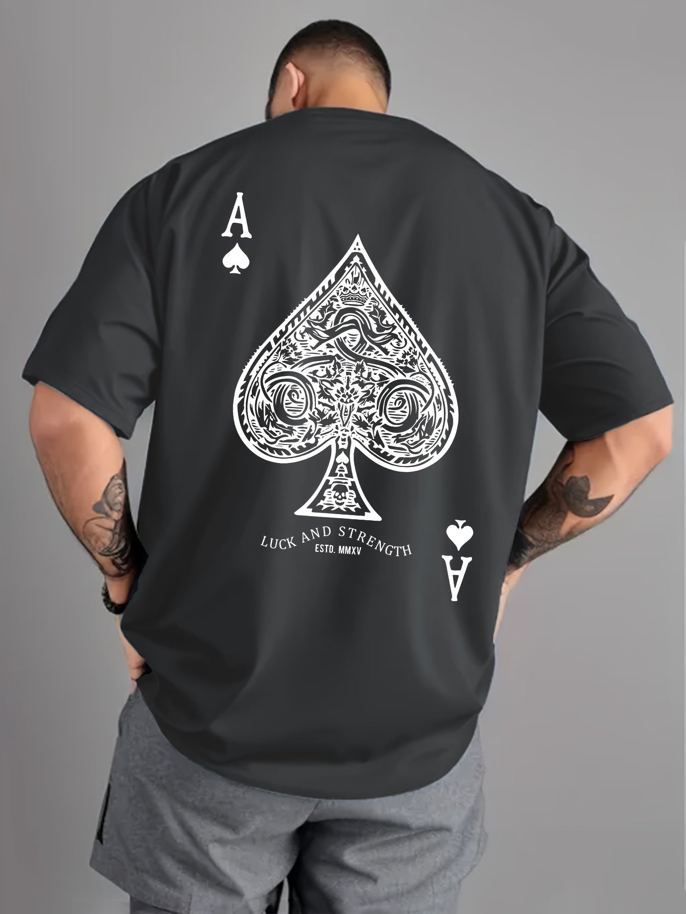 Ace of Spades Poker Herren T-Shirt - Casino Card Print - Saiyan Genetics
