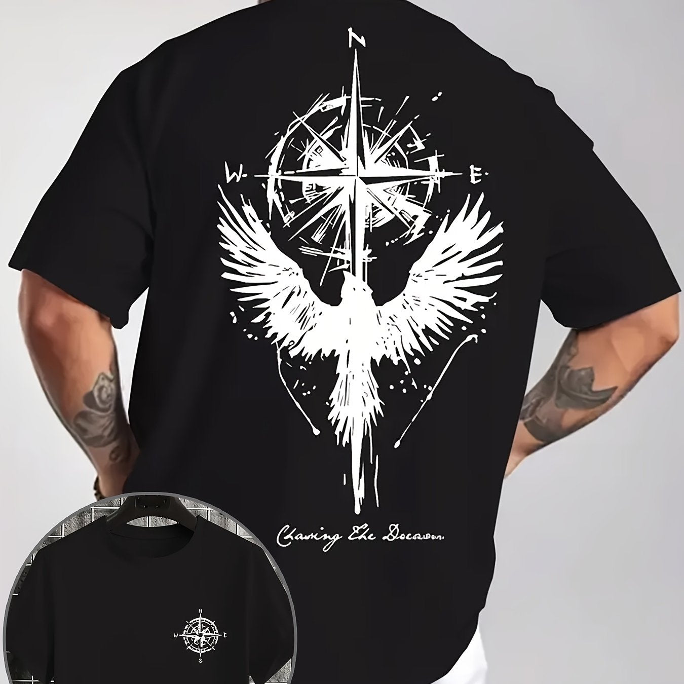 Eagle Compass Herren T-Shirt Plus Size - Adventure Print - Saiyan Genetics