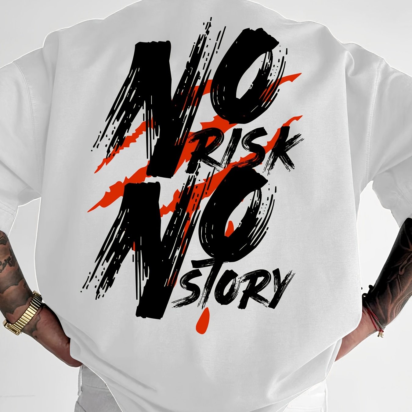 NO RISK NO STORY Men's Streetwear Graphic T-Shirt - Saiyan Genetics