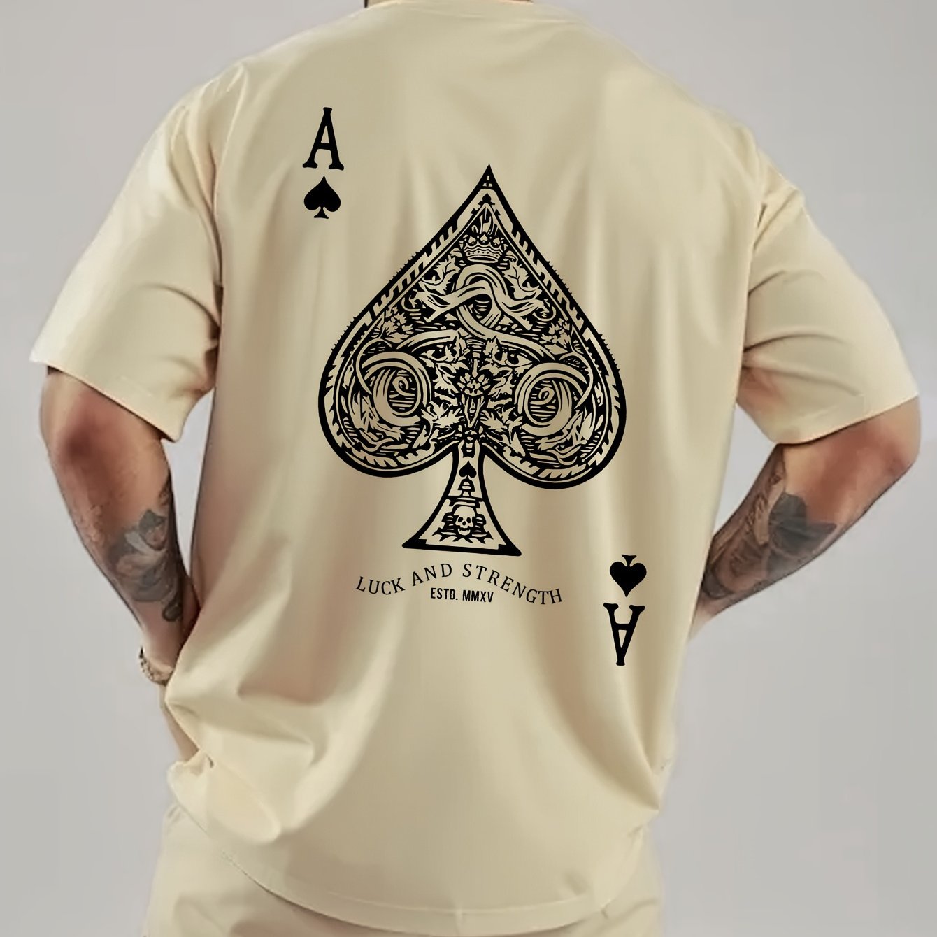 Ace of Spades Poker Herren T-Shirt - Casino Card Print - Saiyan Genetics
