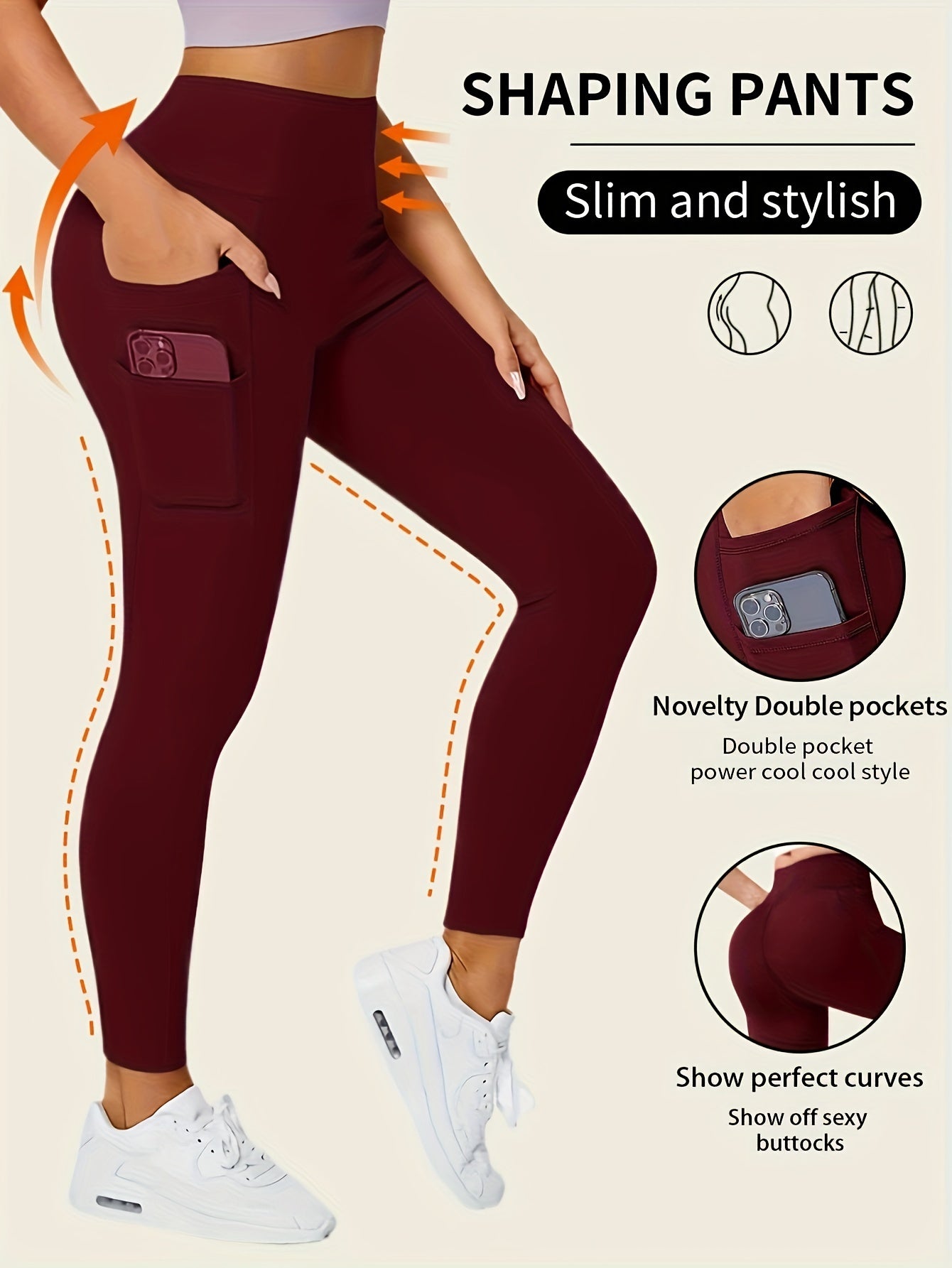 High-Waisted Shaping Leggings mit Doppeltaschen - Bauchweg Leggings - Saiyan Genetics