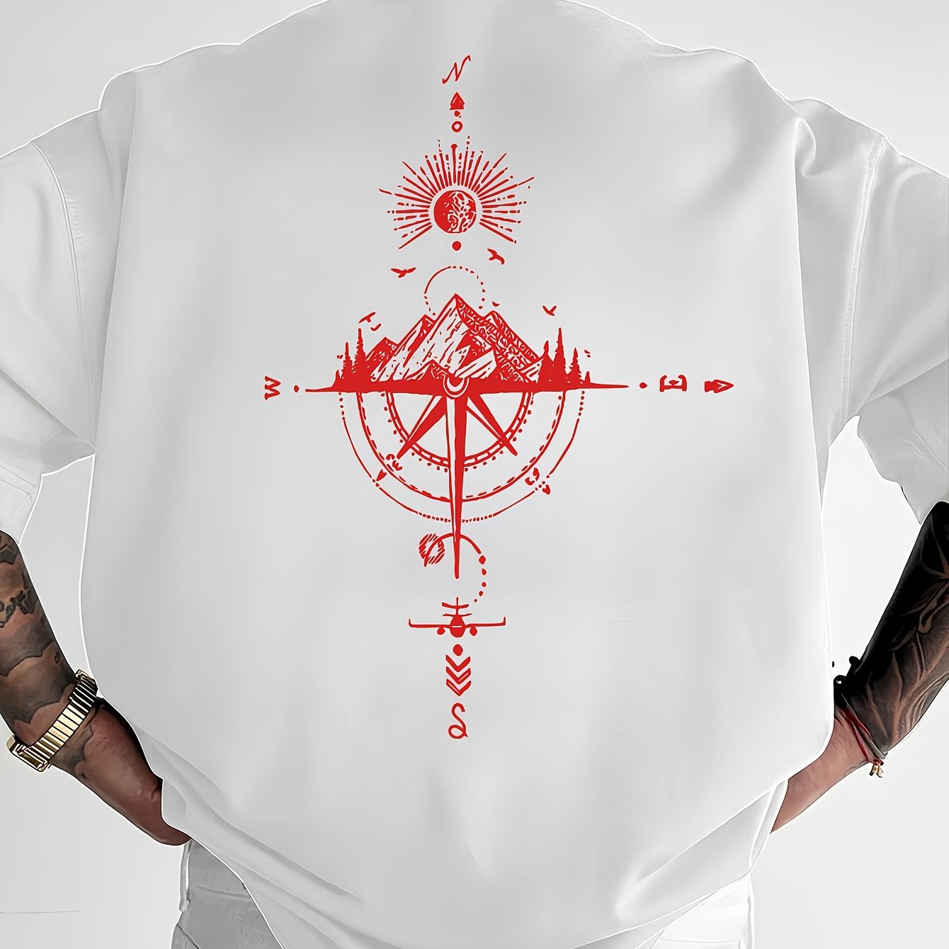 Golden Compass Rose Herren T-Shirt Navy - Mountain Adventure - Saiyan Genetics