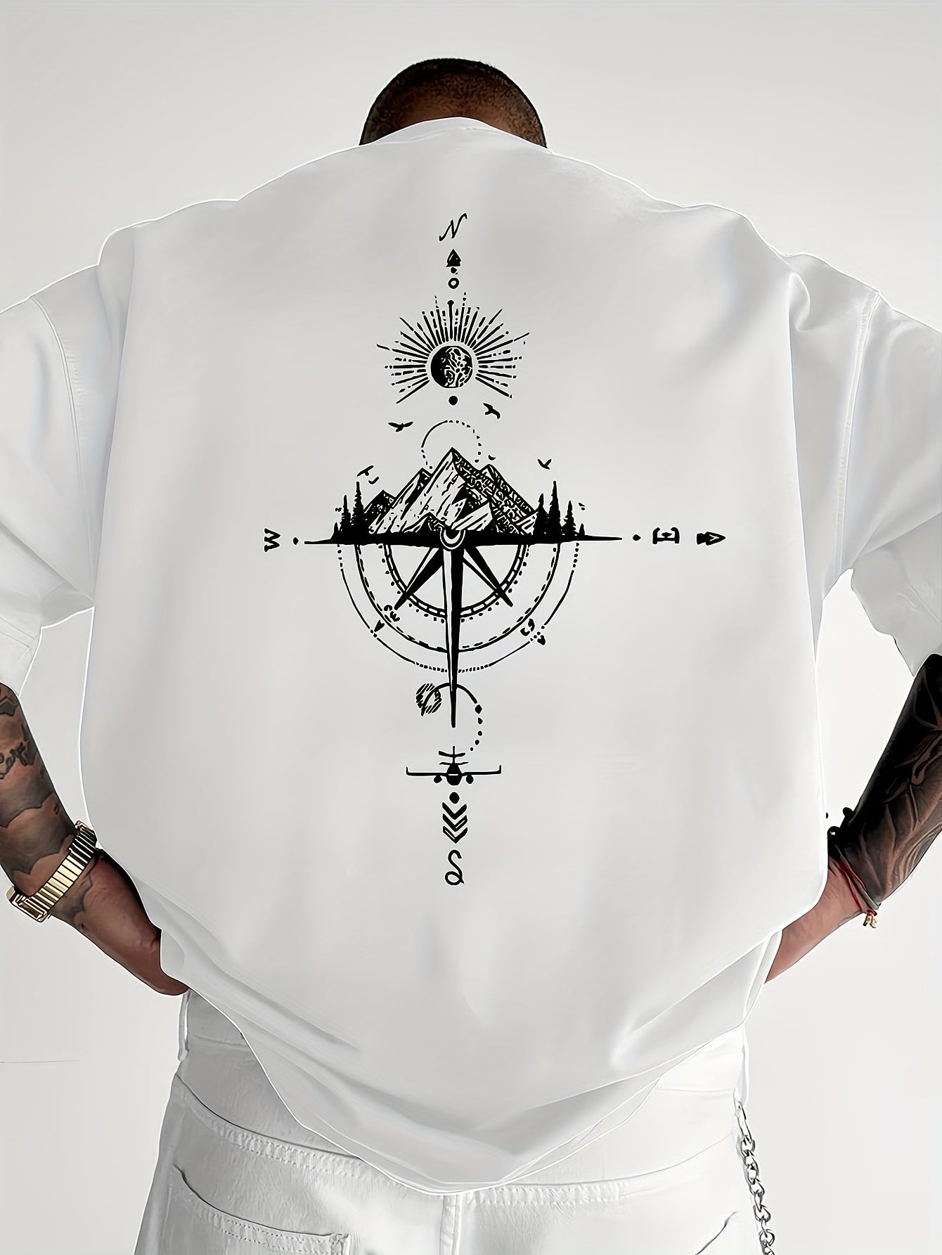 Golden Compass Rose Herren T-Shirt Navy - Mountain Adventure - Saiyan Genetics