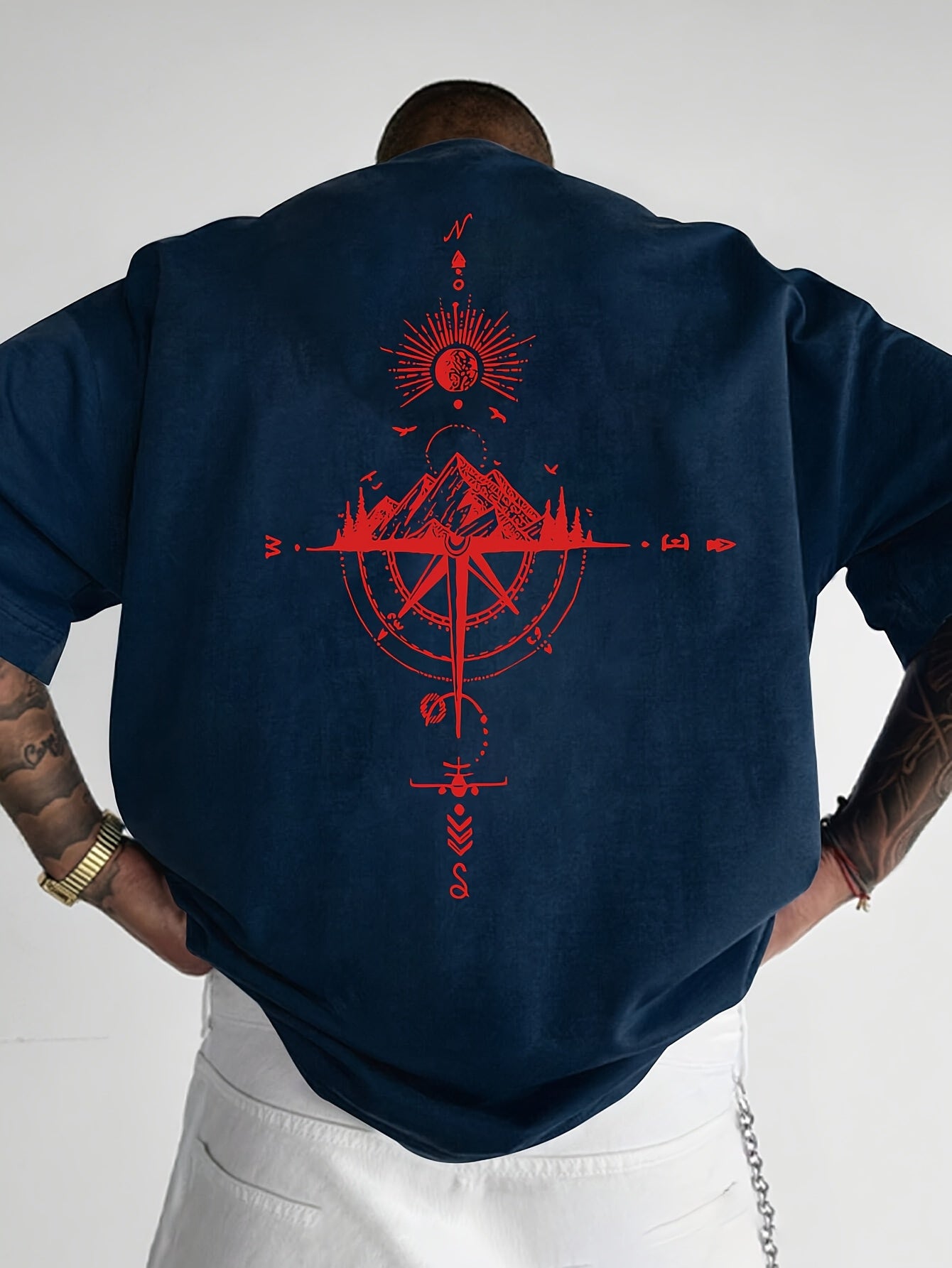 Golden Compass Rose Herren T-Shirt Navy - Mountain Adventure - Saiyan Genetics