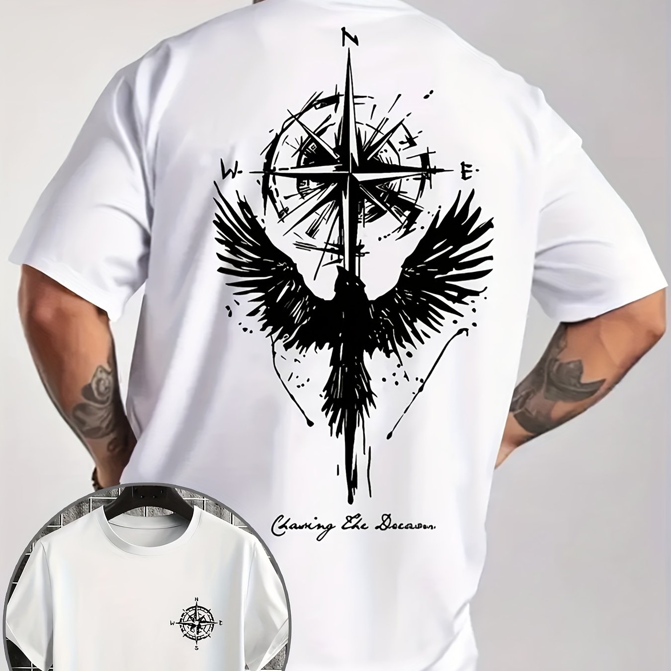 Eagle Compass Herren T-Shirt Plus Size - Adventure Print - Saiyan Genetics