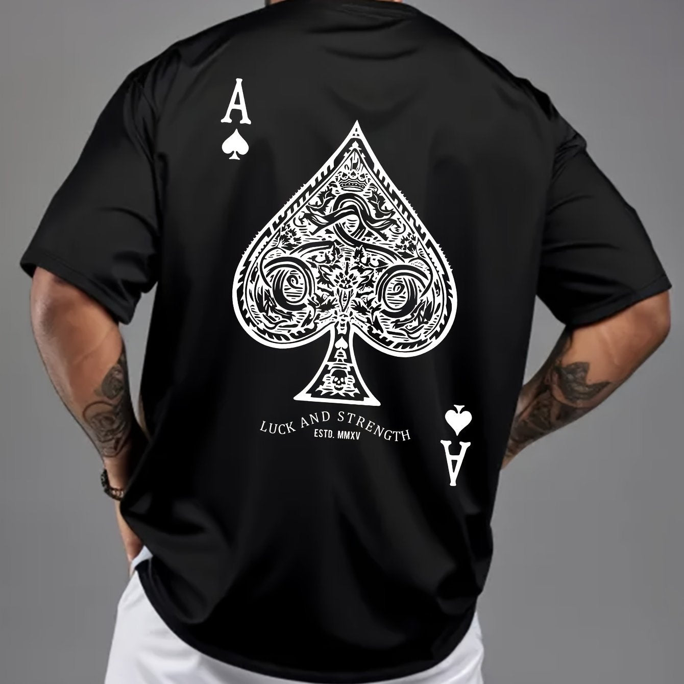 Ace of Spades Poker Herren T-Shirt - Casino Card Print - Saiyan Genetics