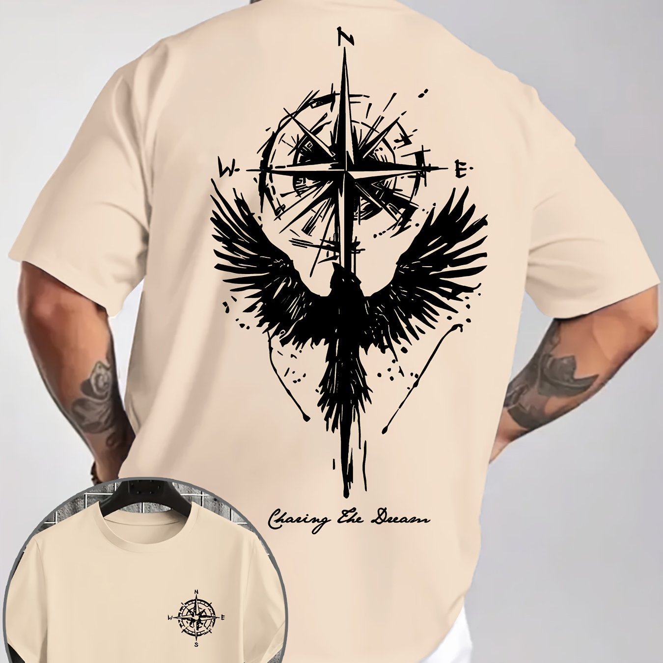 Eagle Compass Herren T-Shirt Plus Size - Adventure Print - Saiyan Genetics