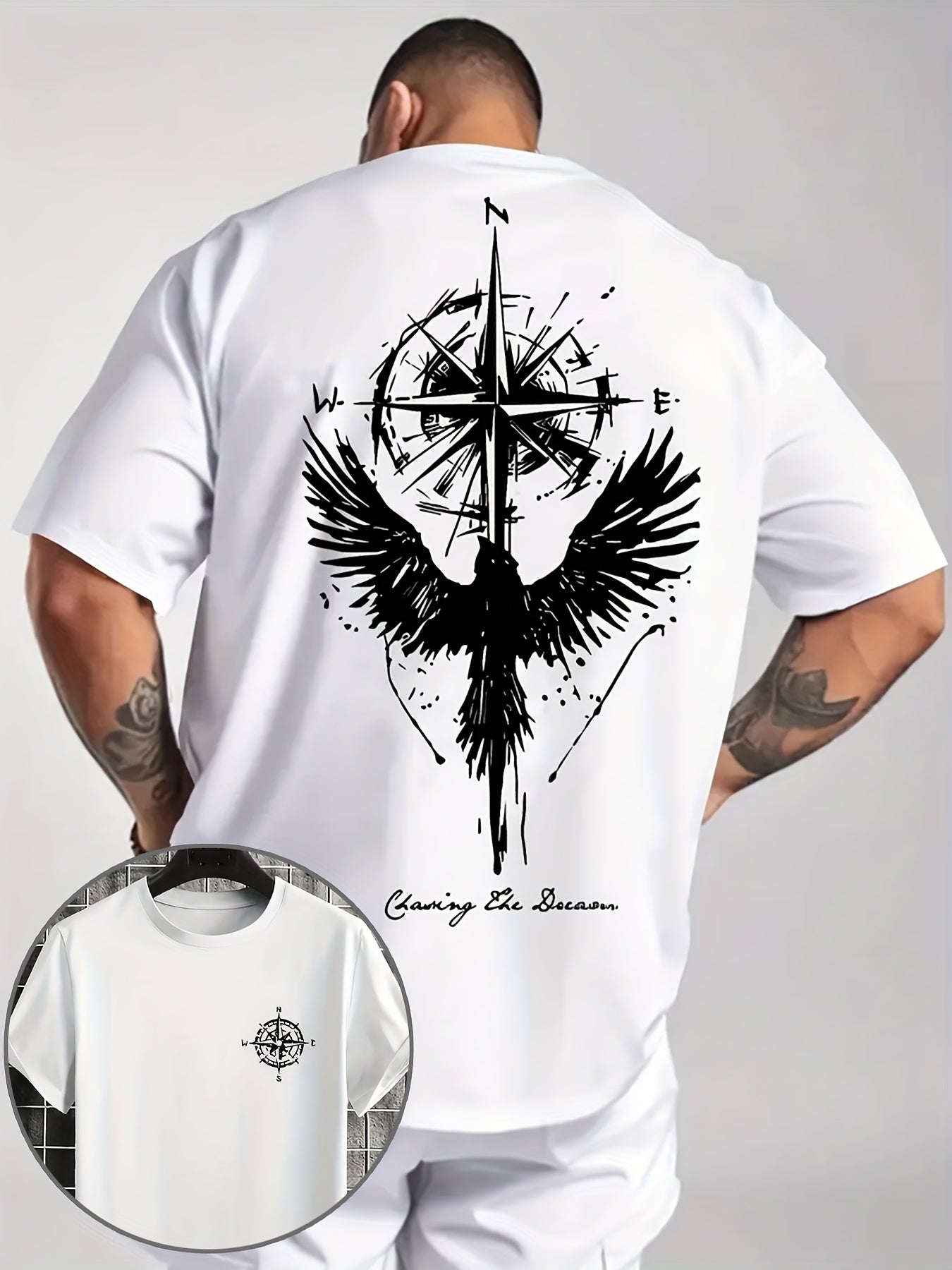 Eagle Compass Herren T-Shirt Plus Size - Adventure Print - Saiyan Genetics