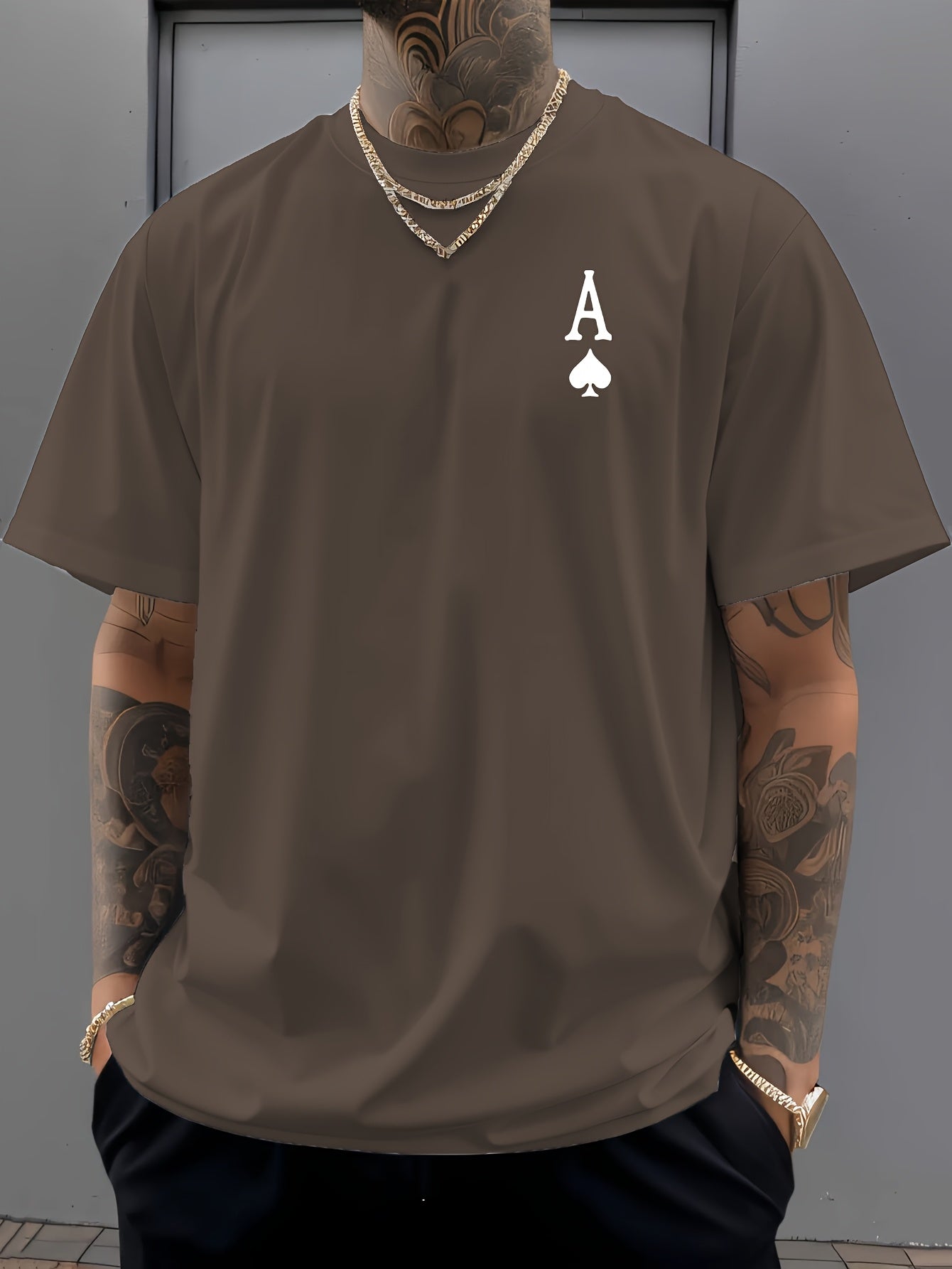 Ace of Spades Poker Herren T-Shirt - Casino Card Print - Saiyan Genetics