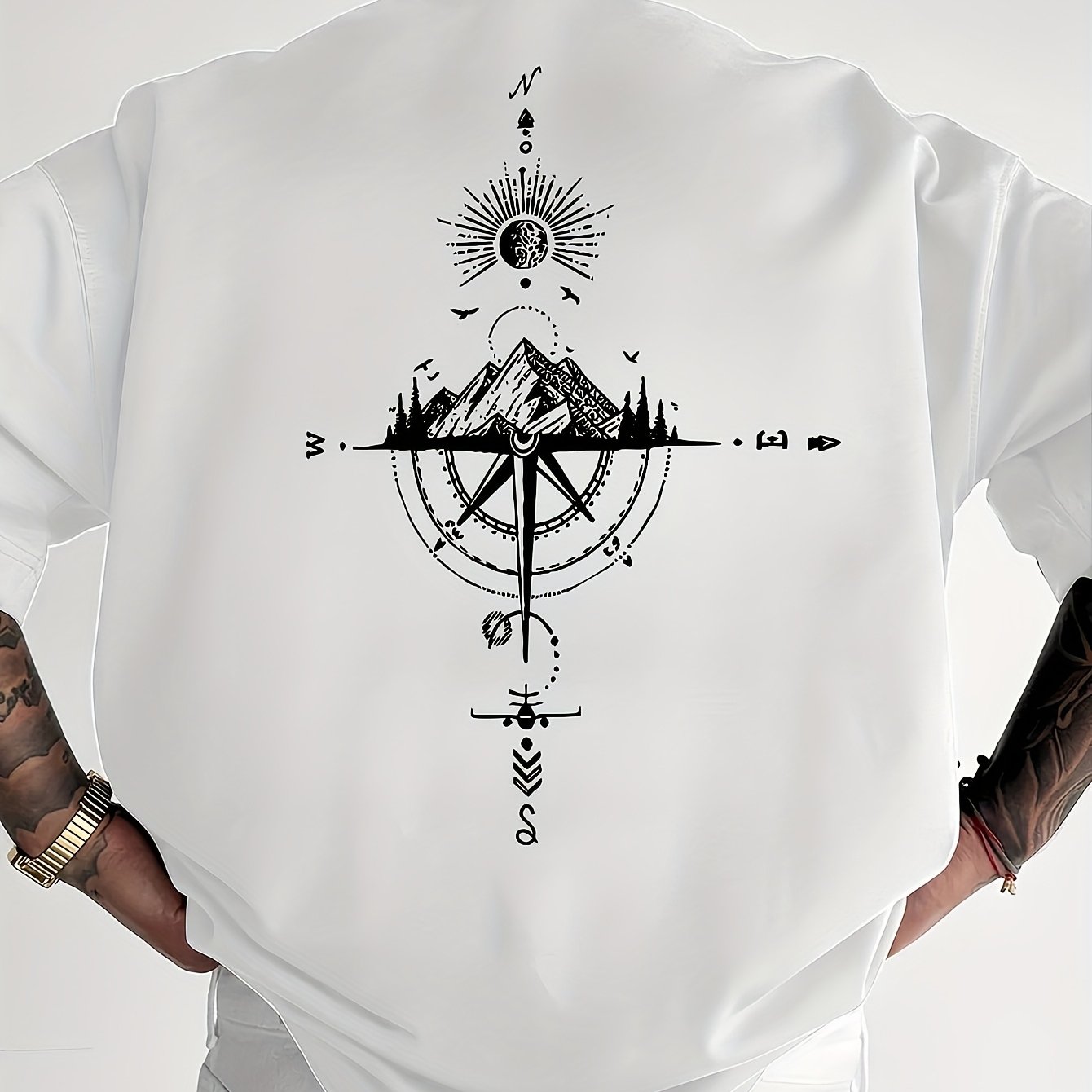 Golden Compass Rose Herren T-Shirt Navy - Mountain Adventure - Saiyan Genetics