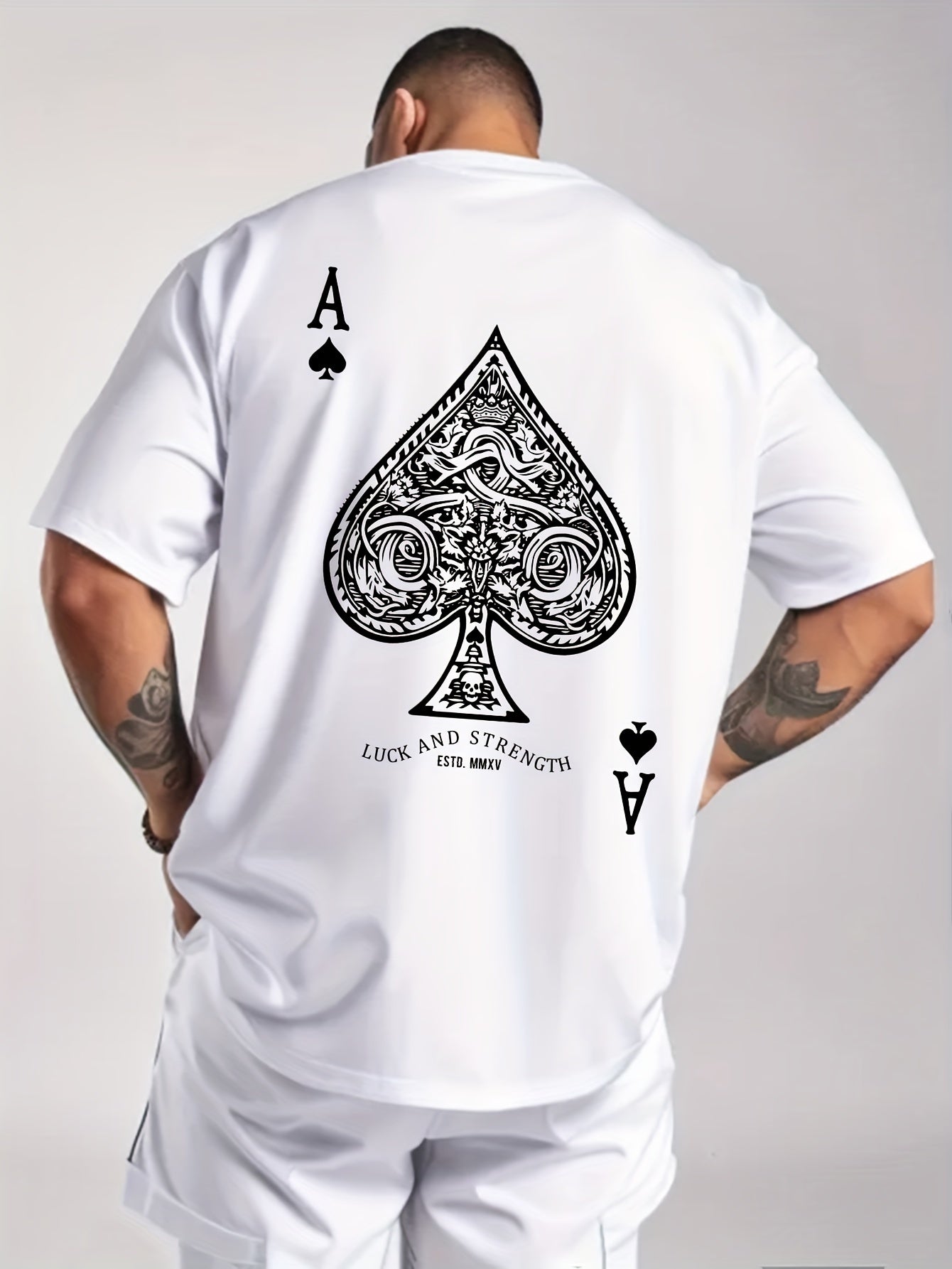 Ace of Spades Poker Herren T-Shirt - Casino Card Print - Saiyan Genetics