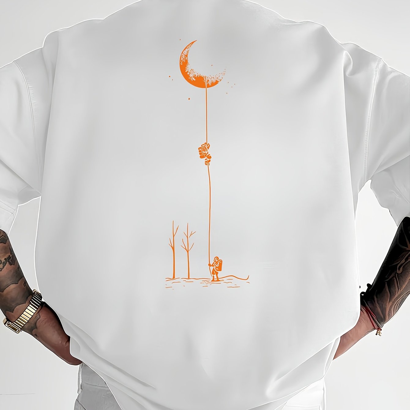 Moon And Trees Herren T-Shirt Black - Nature Graphic Design - Saiyan Genetics