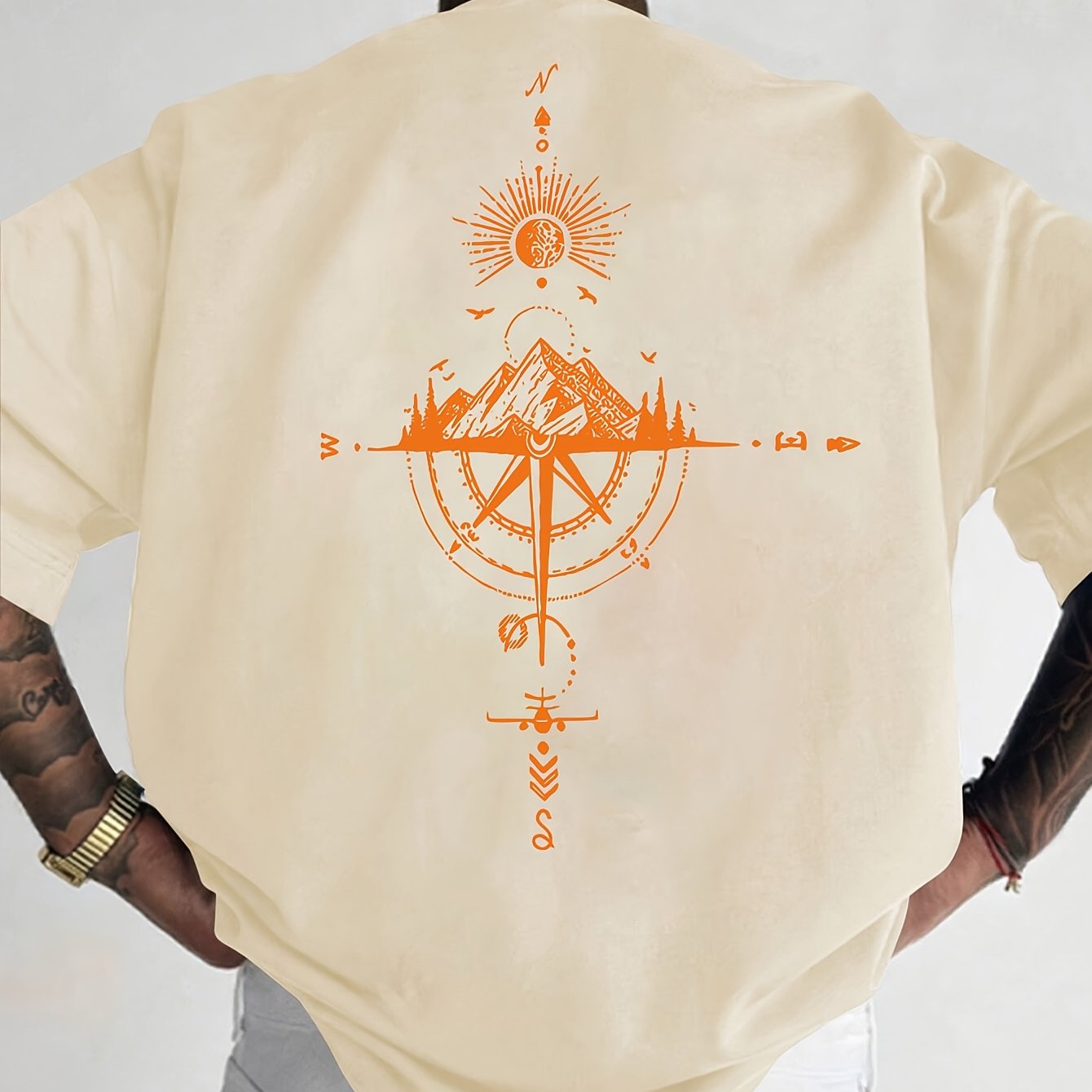 Golden Compass Rose Herren T-Shirt Navy - Mountain Adventure - Saiyan Genetics