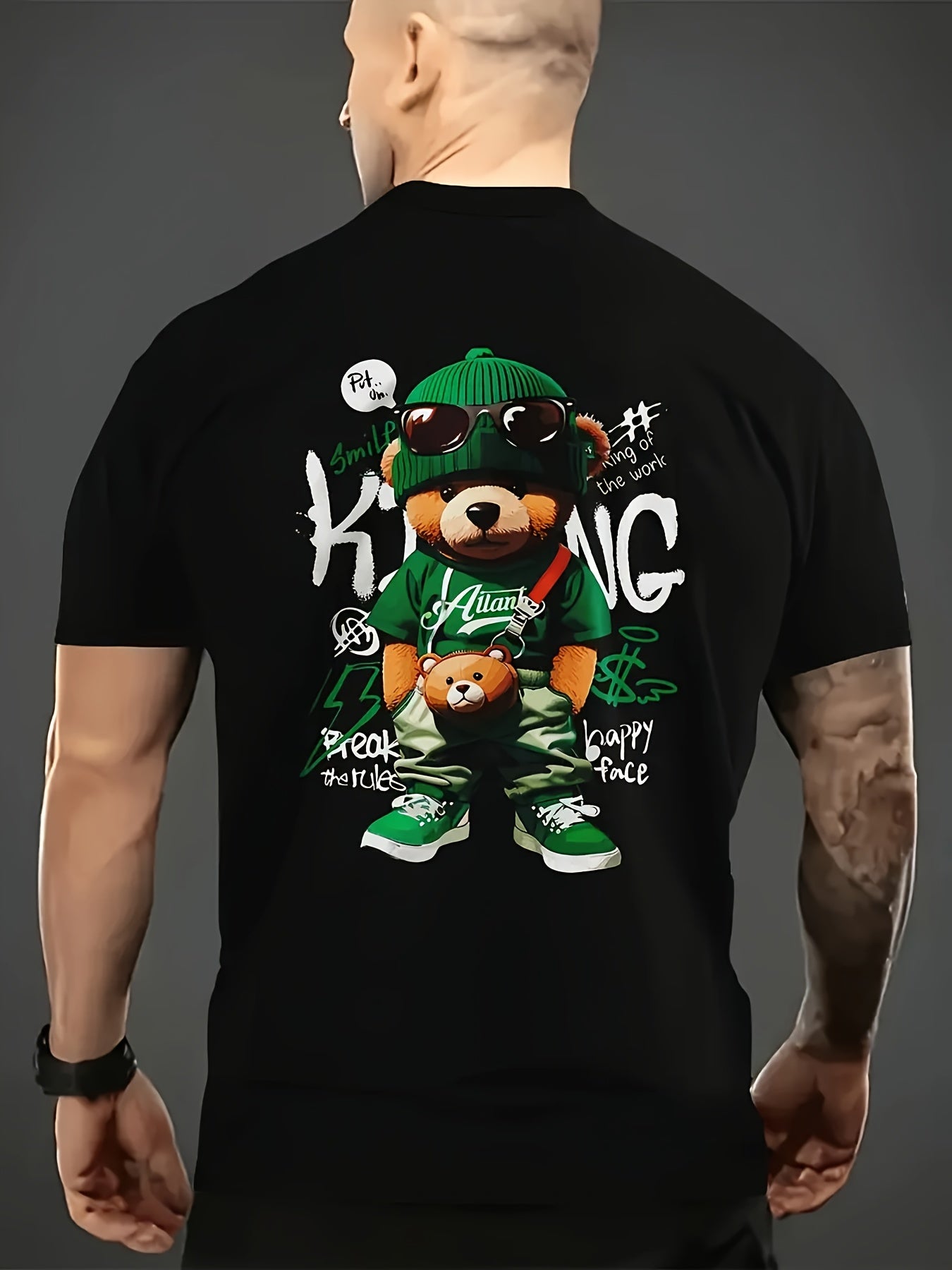 3D Bär Print Herren T-Shirt - Digital Graphic Streetwear - Saiyan Genetics