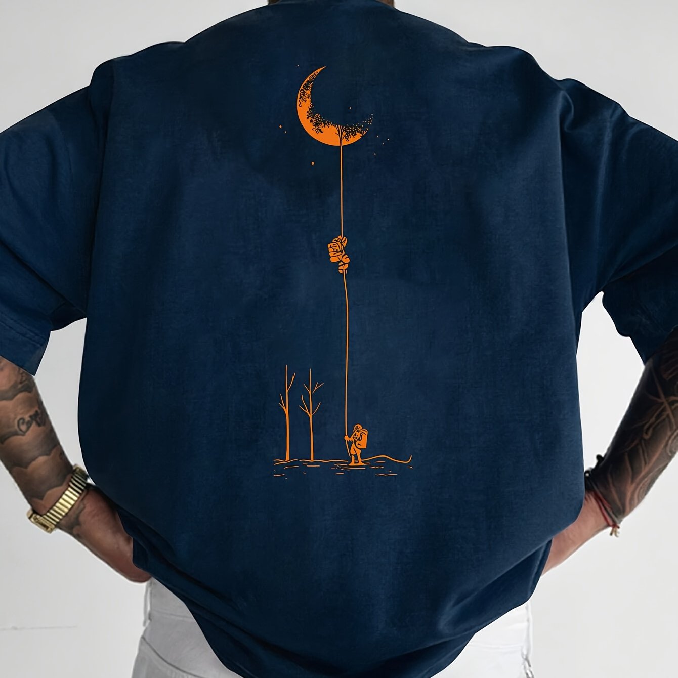 Moon And Trees Herren T-Shirt Black - Nature Graphic Design - Saiyan Genetics