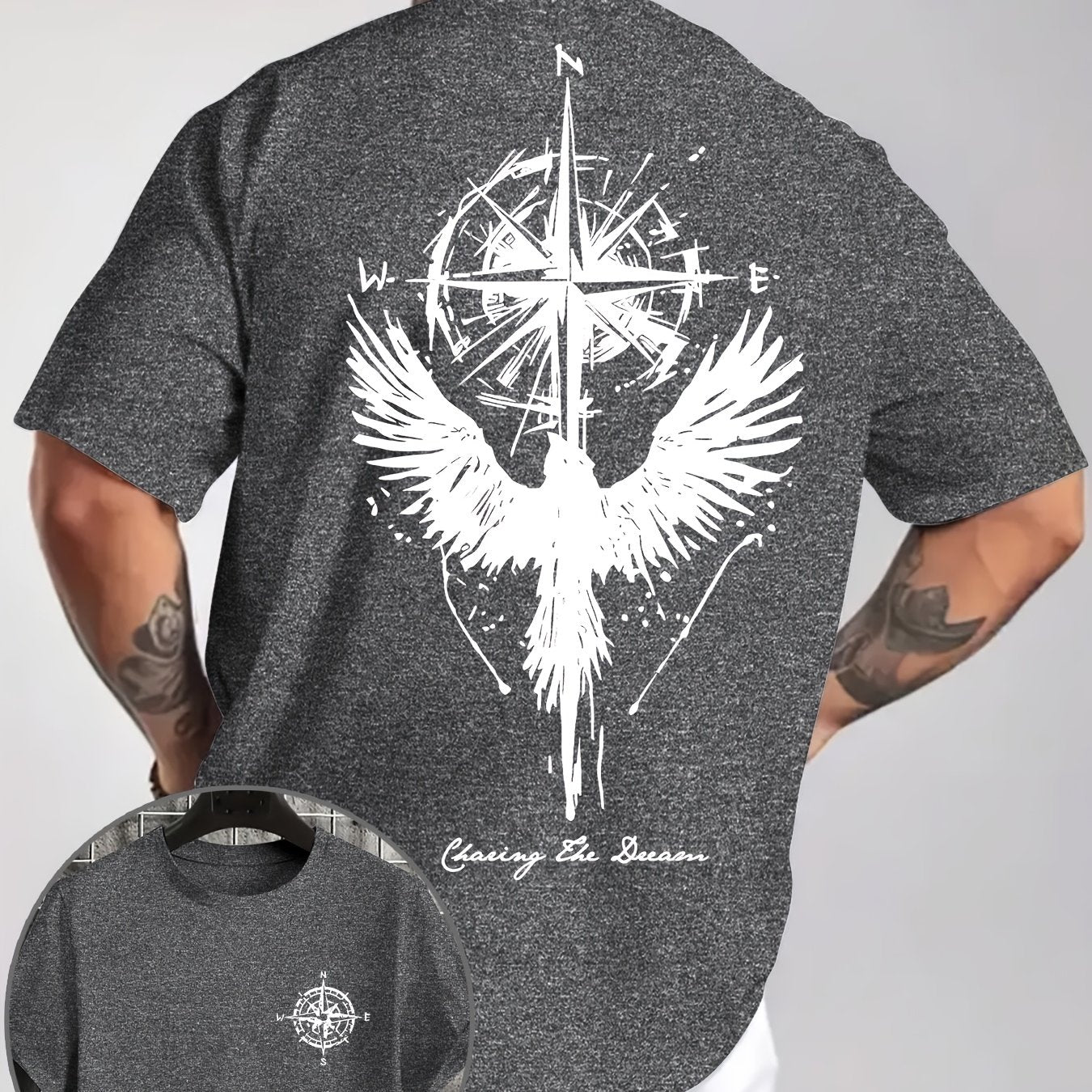 Eagle Compass Herren T-Shirt Plus Size - Adventure Print - Saiyan Genetics