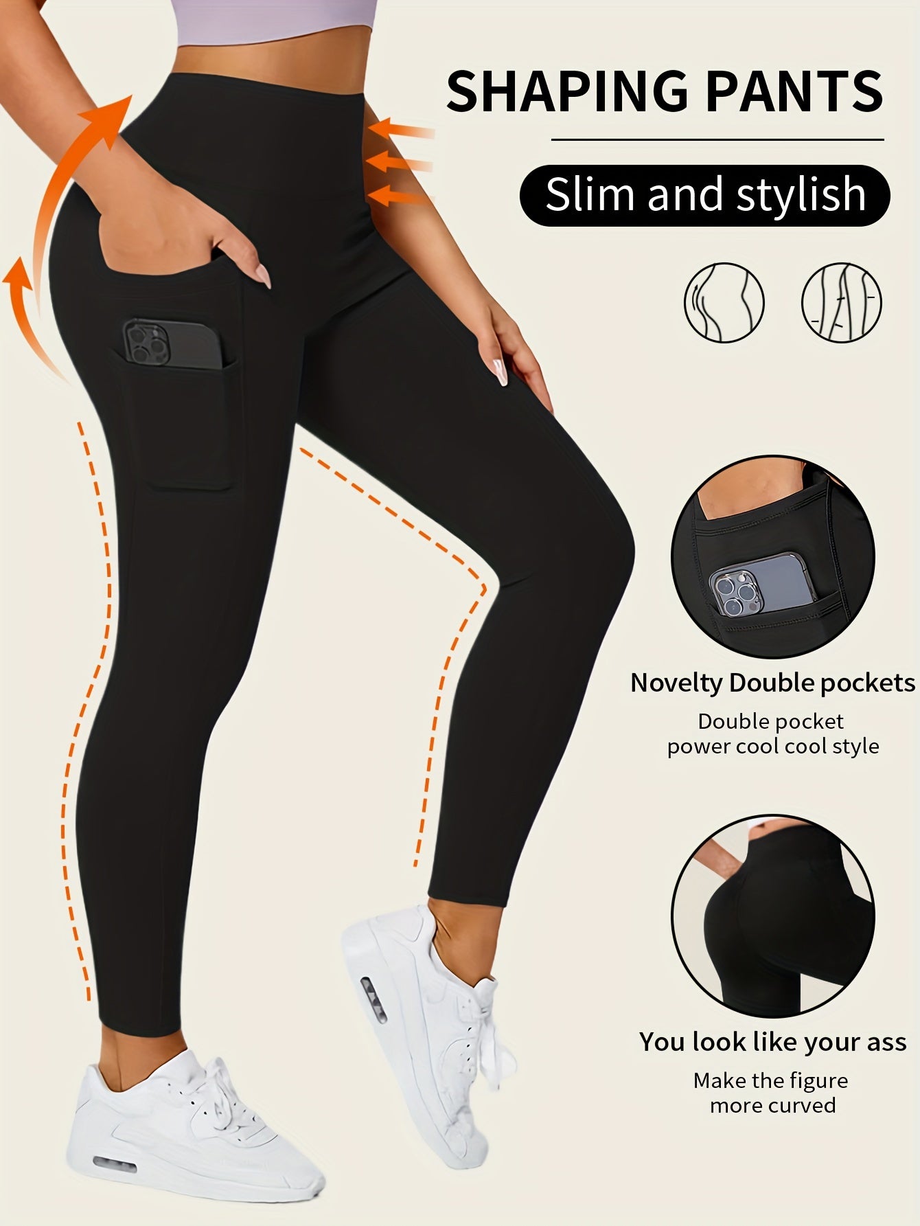 High-Waisted Shaping Leggings mit Doppeltaschen - Bauchweg Leggings - Saiyan Genetics