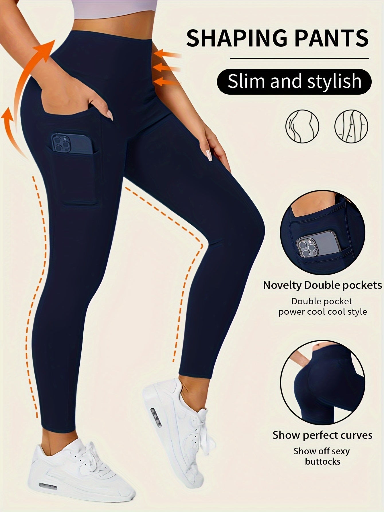High-Waisted Shaping Leggings mit Doppeltaschen - Bauchweg Leggings - Saiyan Genetics