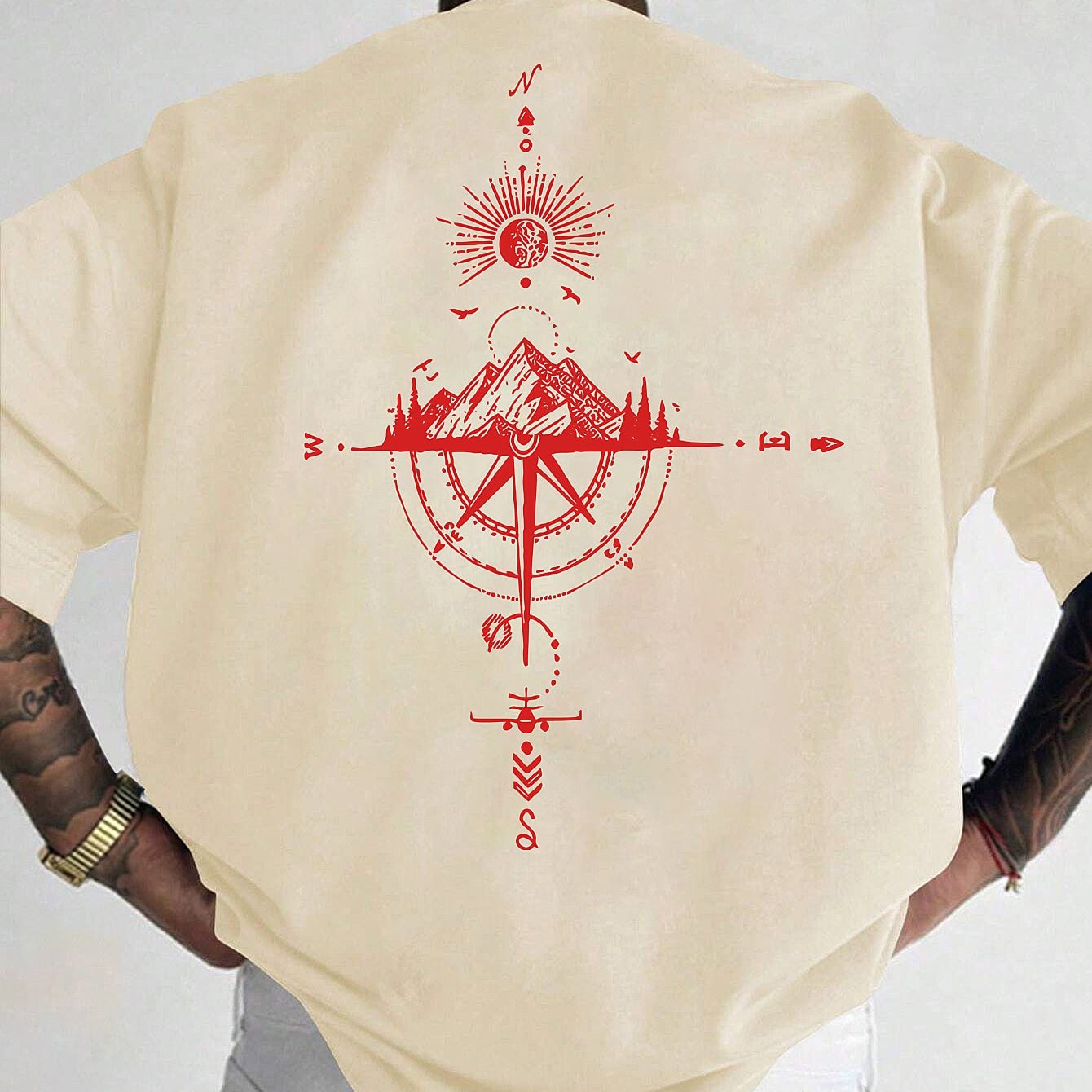 Golden Compass Rose Herren T-Shirt Navy - Mountain Adventure - Saiyan Genetics