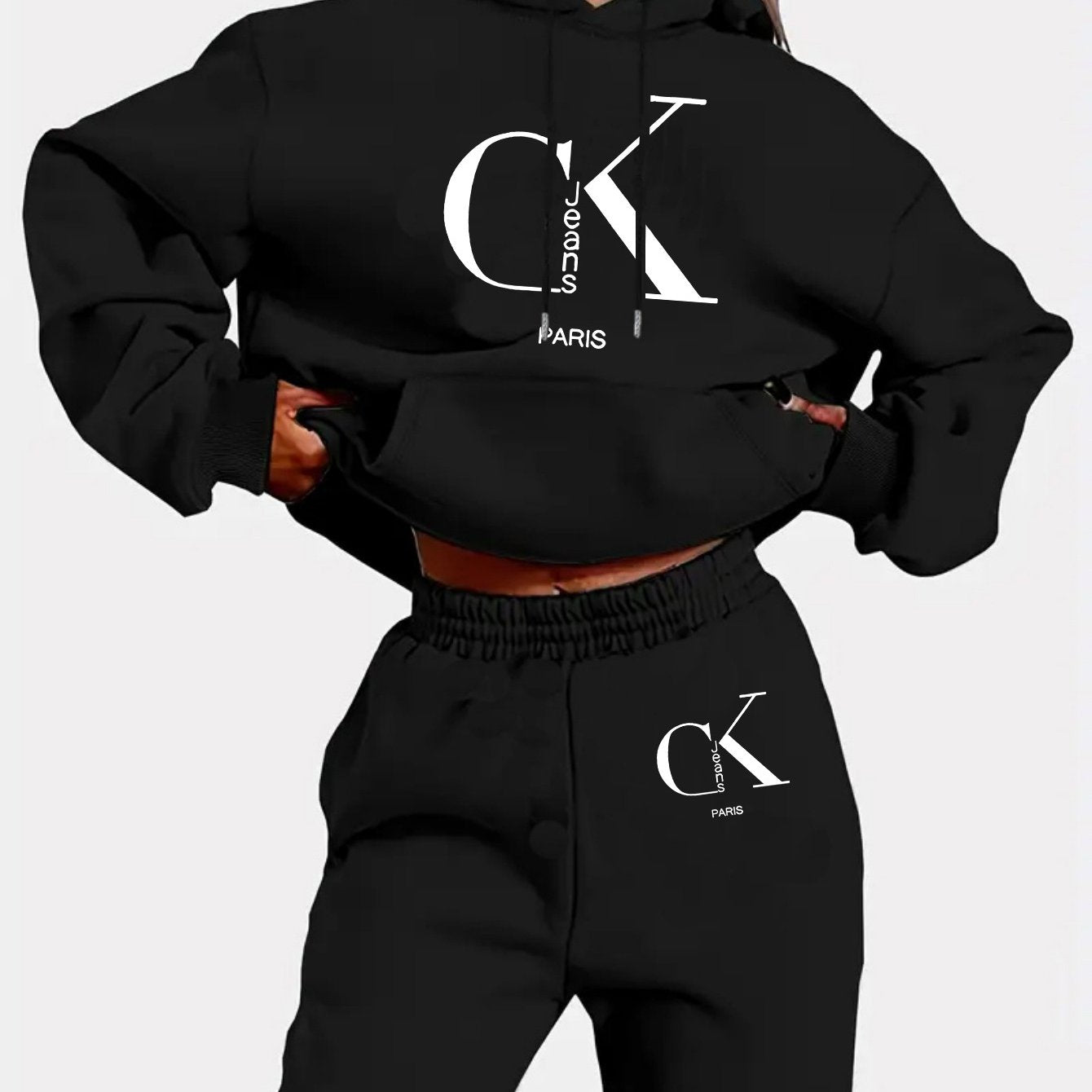 CK Paris Damen Fleece Hoodie & Sweatpants Set - Cozy Loungewear - Saiyan Genetics