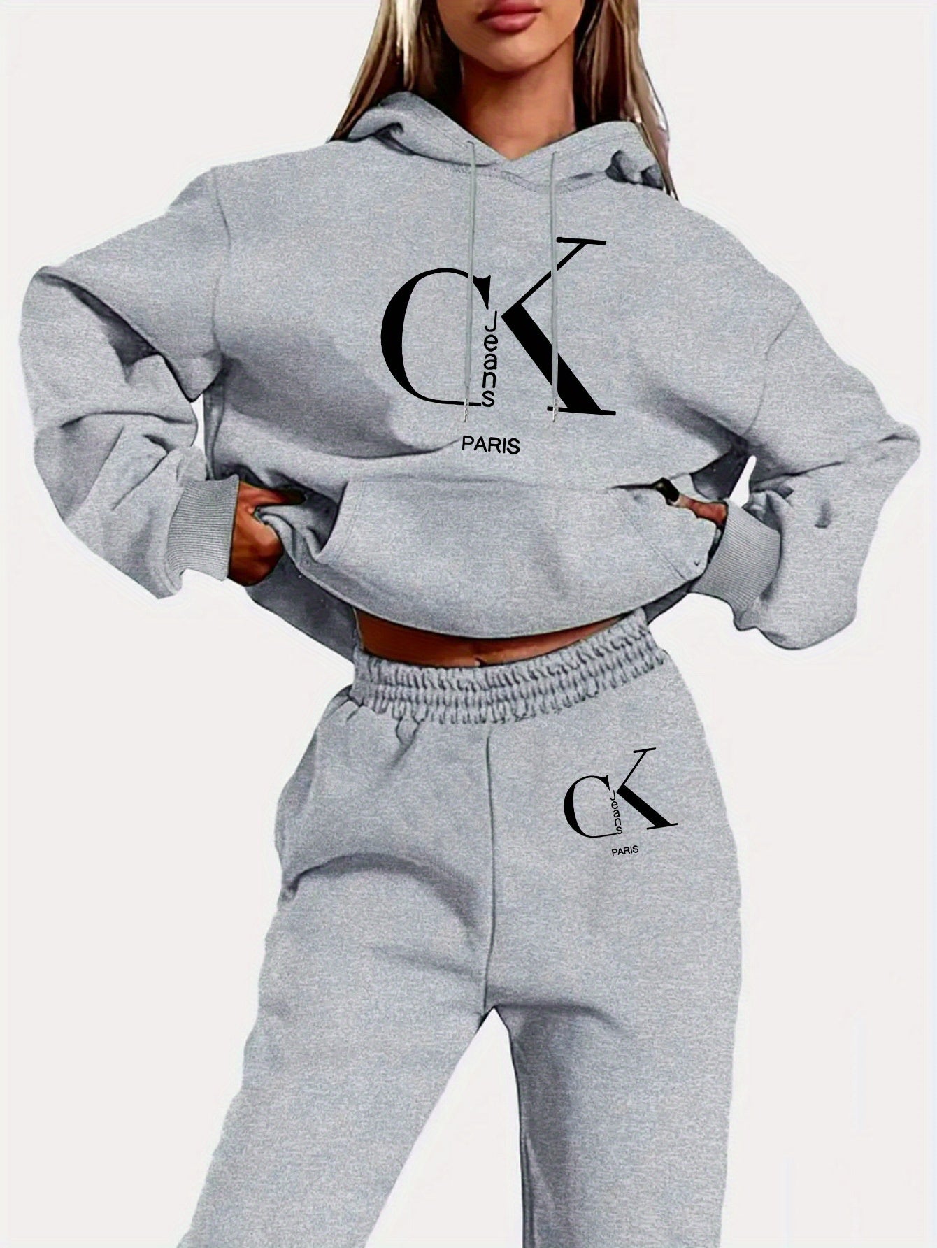 CK Paris Damen Fleece Hoodie & Sweatpants Set - Cozy Loungewear - Saiyan Genetics
