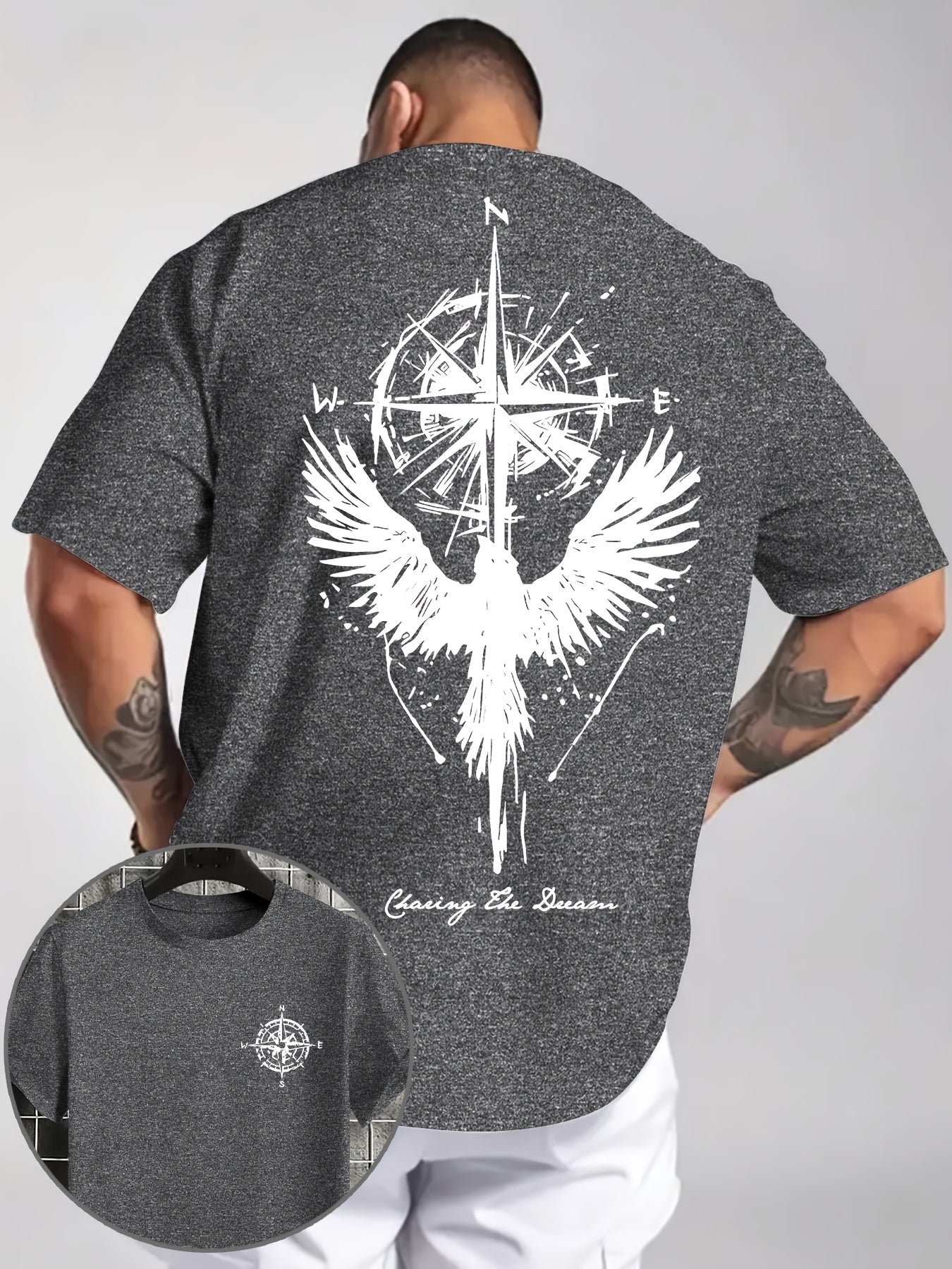 Eagle Compass Herren T-Shirt Plus Size - Adventure Print - Saiyan Genetics