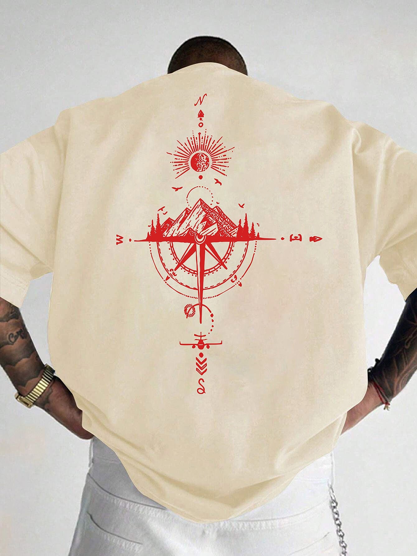 Golden Compass Rose Herren T-Shirt Navy - Mountain Adventure - Saiyan Genetics