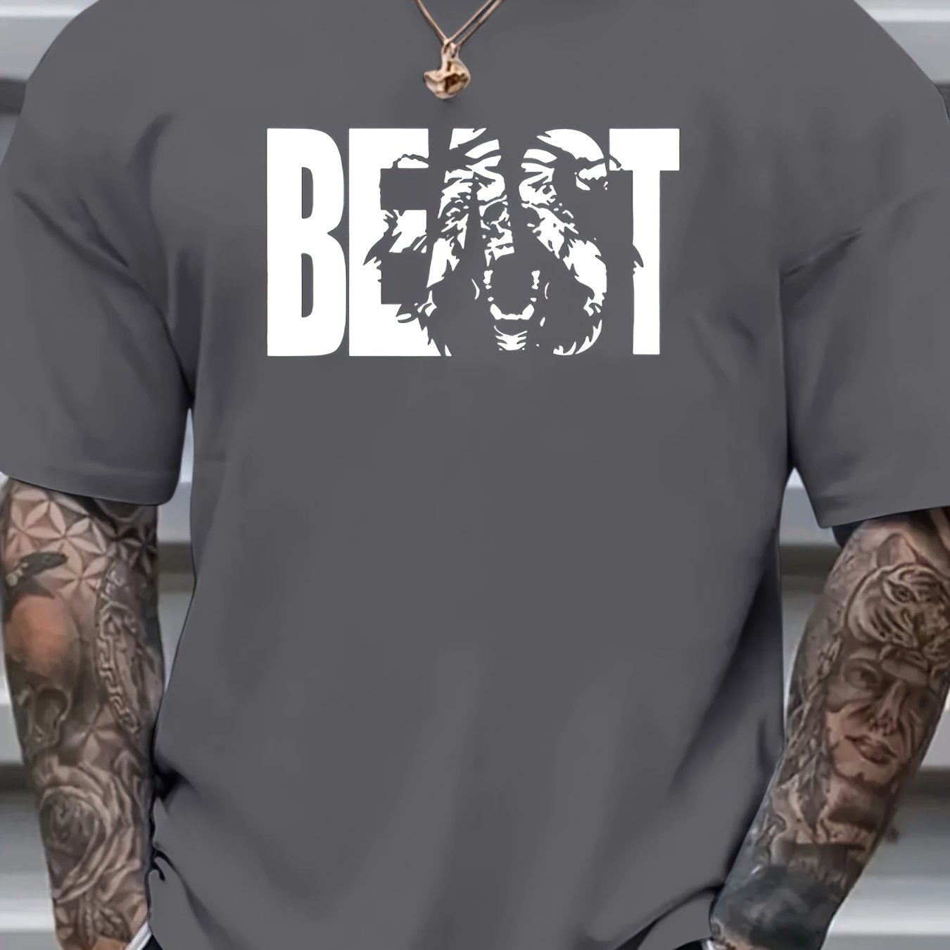 Stylish Plus Size Herren T-Shirt - Unique Print Design - Saiyan Genetics