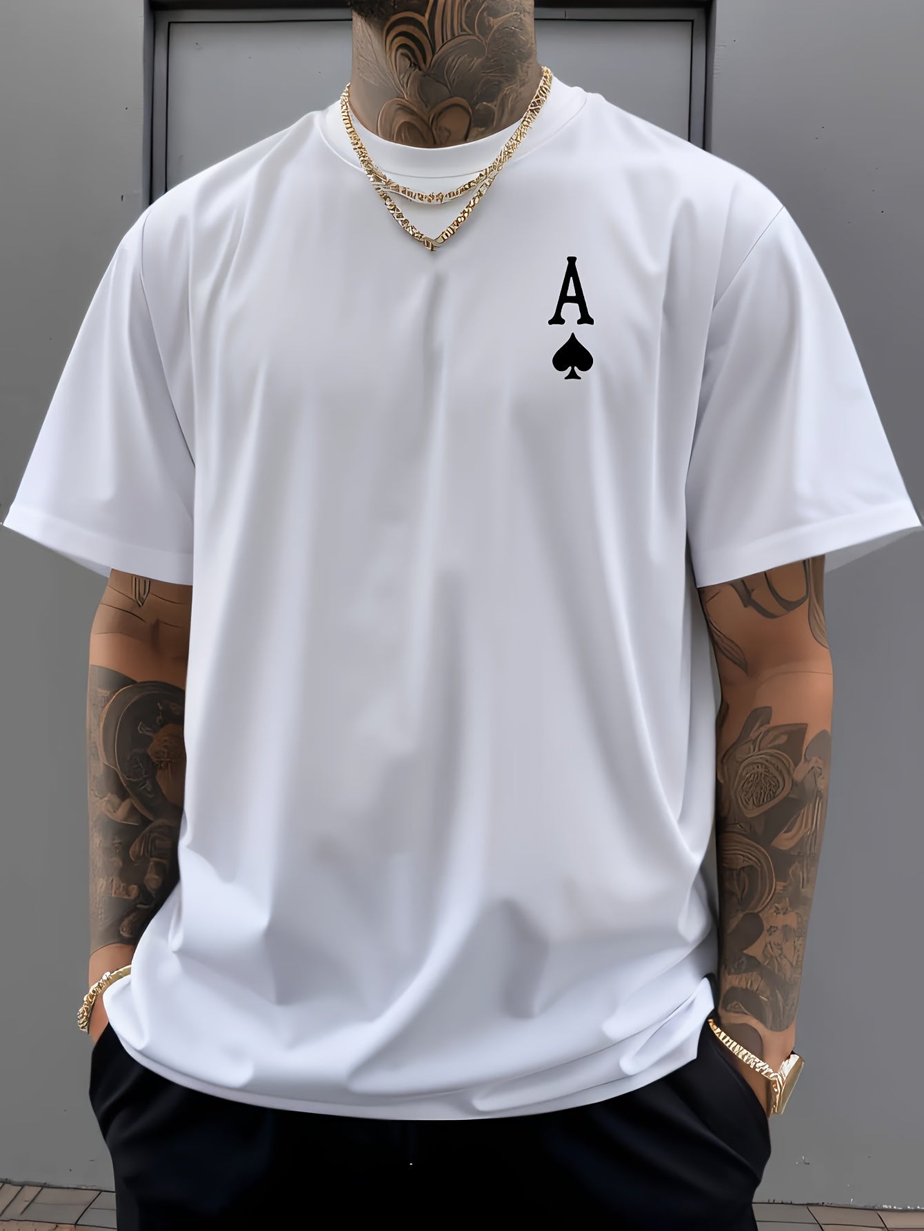 Ace of Spades Poker Herren T-Shirt - Casino Card Print - Saiyan Genetics