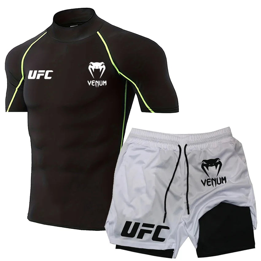 UFC Herren Tight T-Shirt & Shorts Set - 2-teiliges Fighting Outfit - Saiyan Genetics