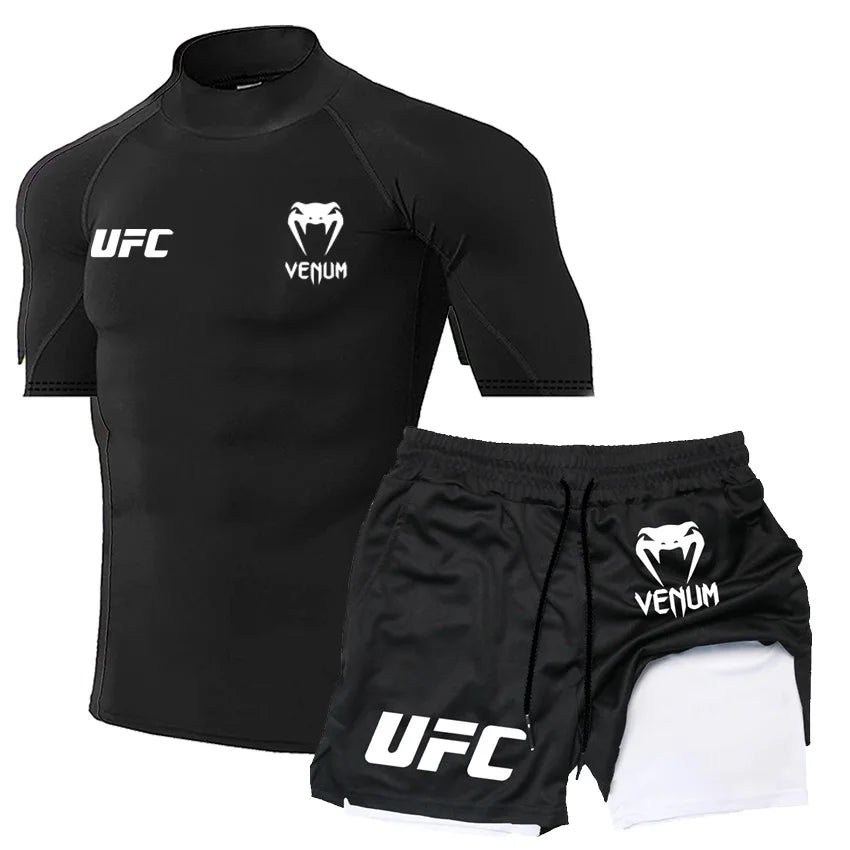 UFC Herren Tight T-Shirt & Shorts Set - 2-teiliges Fighting Outfit - Saiyan Genetics