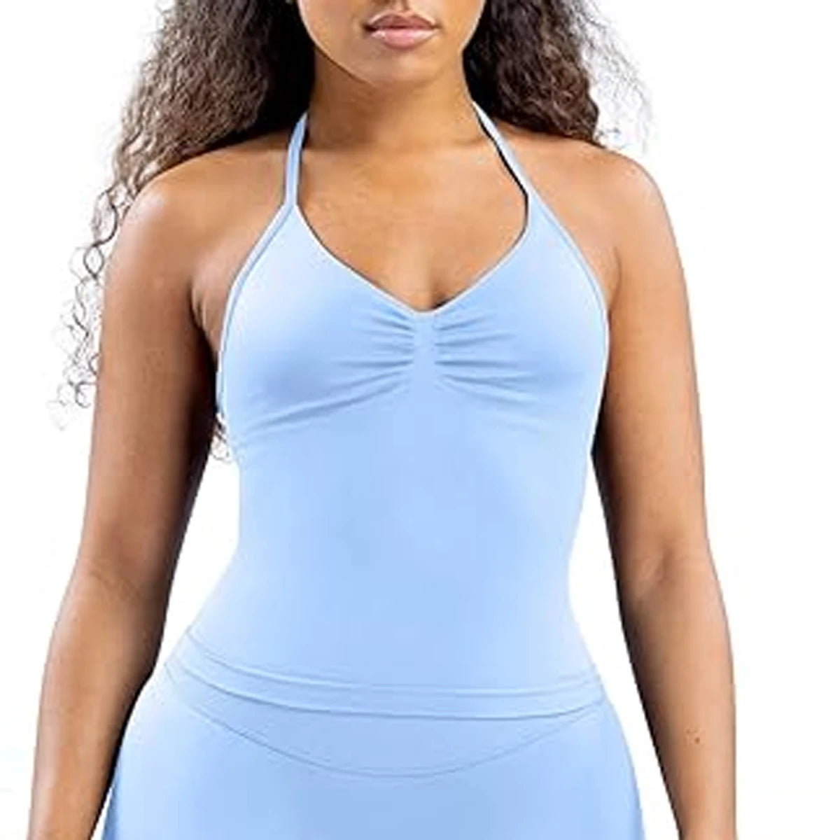 Damen Longline Strappy Top - Halterneck Yoga Fitness Shirt - Saiyan Genetics