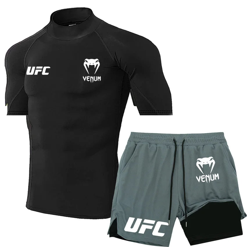 UFC Herren Tight T-Shirt & Shorts Set - 2-teiliges Fighting Outfit - Saiyan Genetics