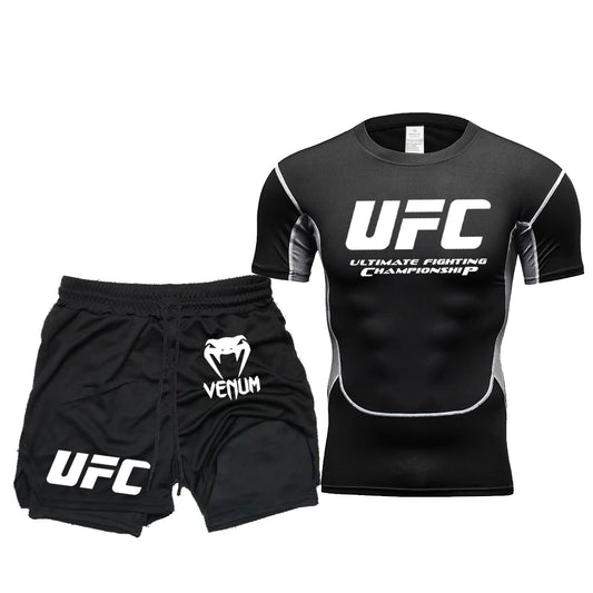 UFC Herren Sport Set - Fighting T-Shirt & Hose Komplett-Outfit