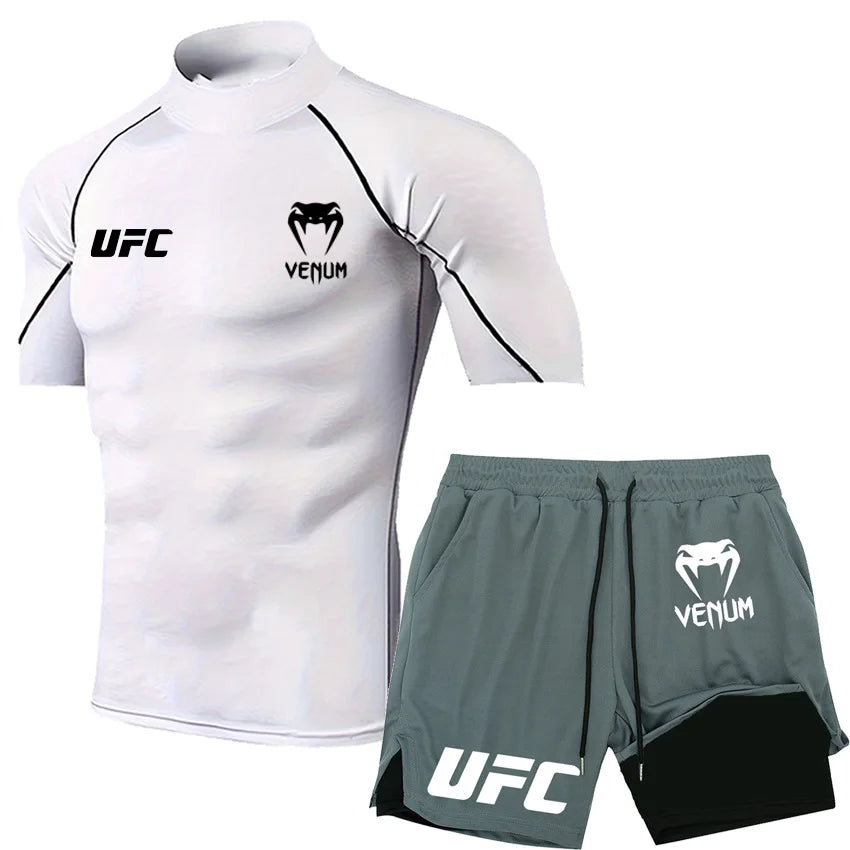 UFC Herren Tight T-Shirt & Shorts Set - 2-teiliges Fighting Outfit - Saiyan Genetics
