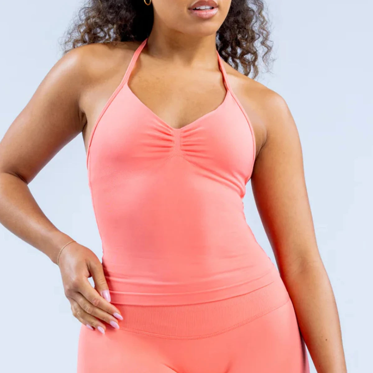 Damen Longline Strappy Top - Halterneck Yoga Fitness Shirt - Saiyan Genetics