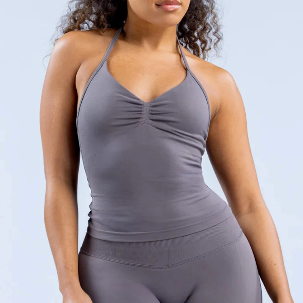 Damen Longline Strappy Top - Halterneck Yoga Fitness Shirt - Saiyan Genetics