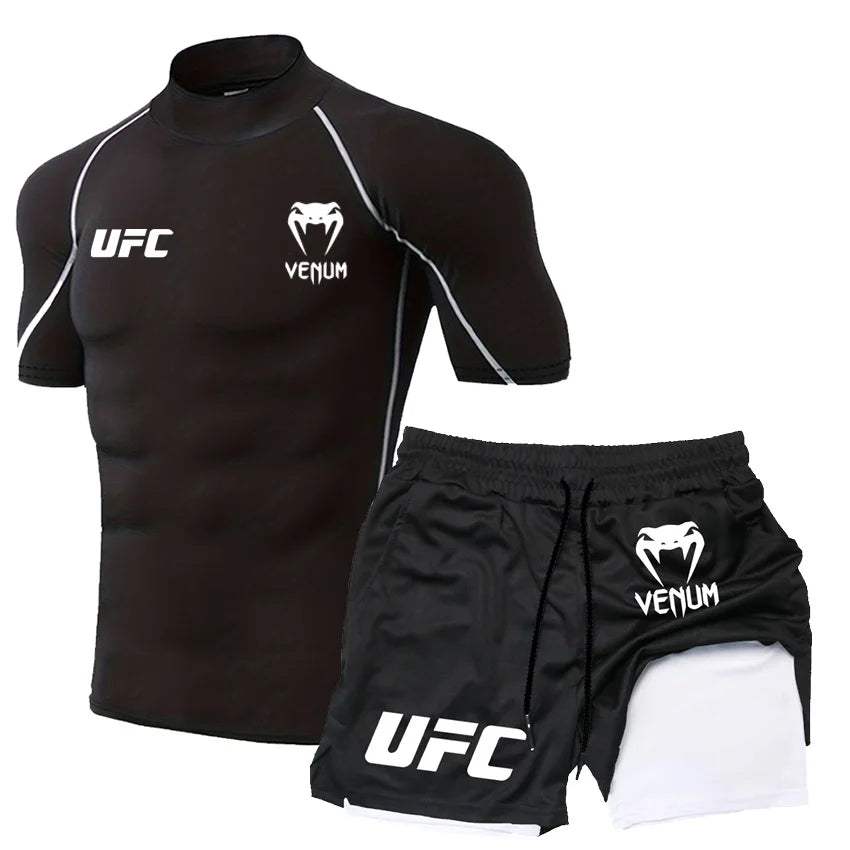 UFC Herren Tight T-Shirt & Shorts Set - 2-teiliges Fighting Outfit - Saiyan Genetics