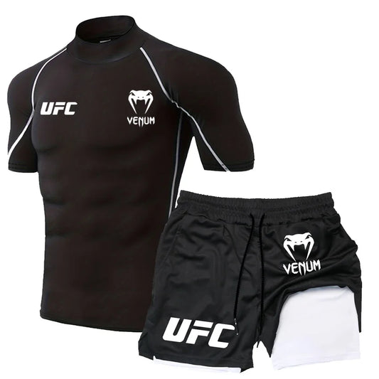 UFC Herren Tight T-Shirt & Shorts Set - 2-teiliges Fighting Outfit - Saiyan Genetics